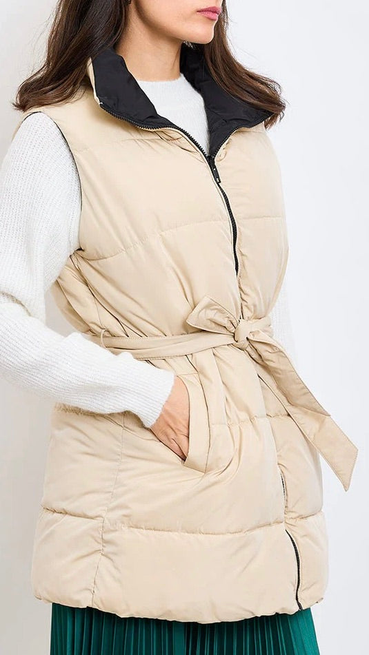 DOUDOUNE SANS MANCHES REVERSIBLE BEIGE ET NOIR ESCANDELLE 22431