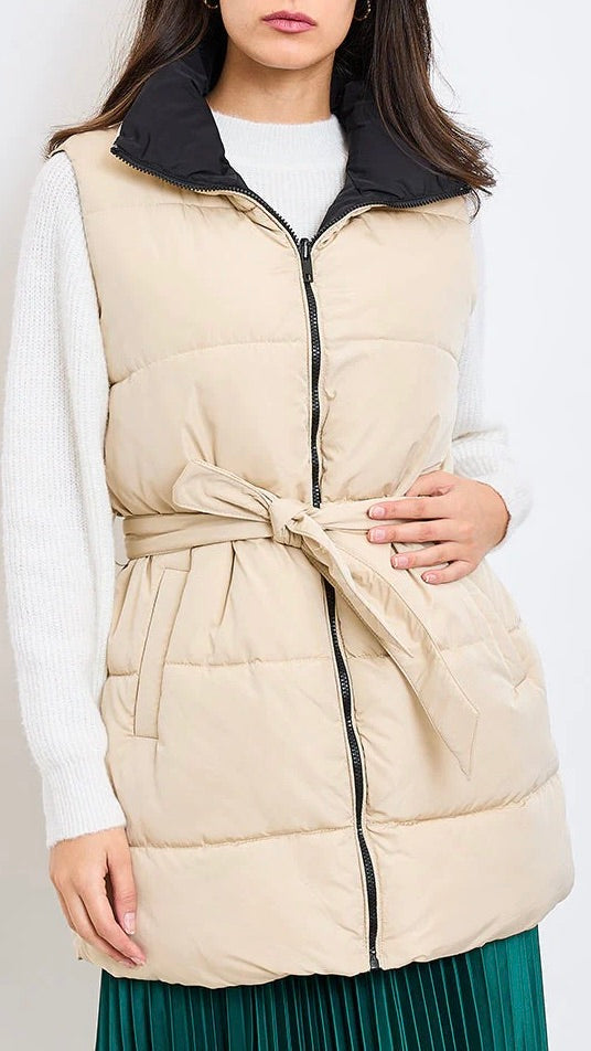 DOUDOUNE SANS MANCHES REVERSIBLE BEIGE ET NOIR ESCANDELLE 22431