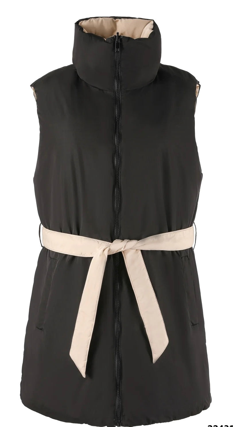 DOUDOUNE SANS MANCHES REVERSIBLE BEIGE ET NOIR ESCANDELLE 22431