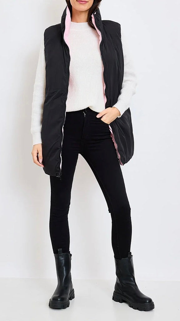DOUDOUNE SANS MANCHES REVERSIBLE BEIGE ET NOIR ESCANDELLE 22431