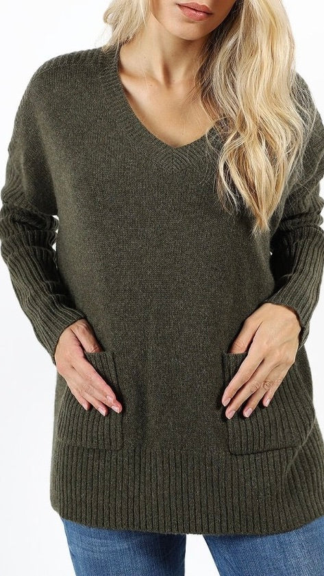 PULL V OVERSIZE JARDIN PRIVE PU1699 VERT FONCE