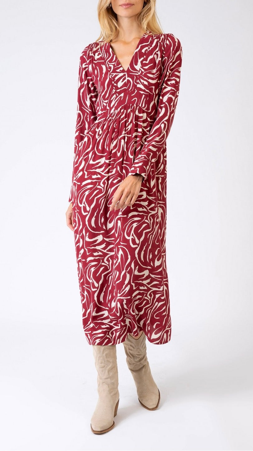 ROBE LONGUE IMPRIMEE MOLINA ANGE JUNE BORDEAUX