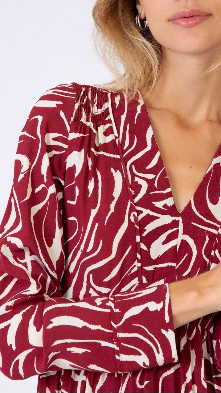 ROBE LONGUE IMPRIMEE MOLINA ANGE JUNE BORDEAUX