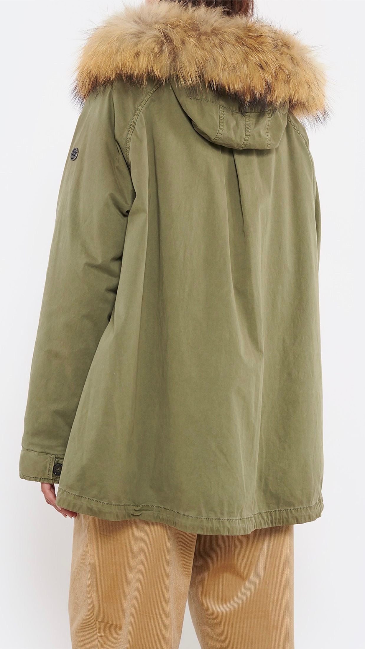 PARKA COURTE EVASEE FOURRURE COL BLONDE N°8 RENNES 515 KAKI CLAIR