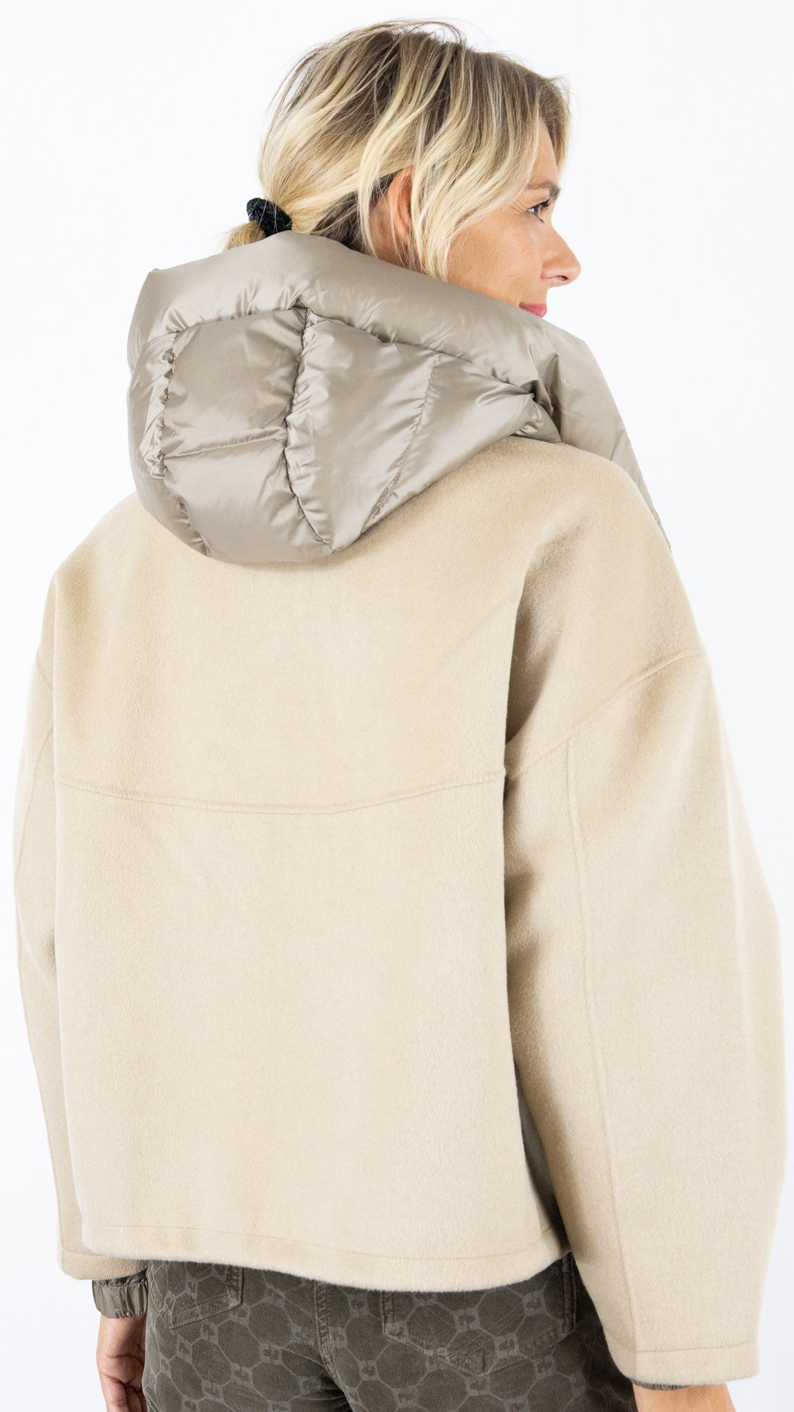VESTE EN LAINE CAPUCHE AMOVIBLE BEIGE BLONDE N°8 JERRY