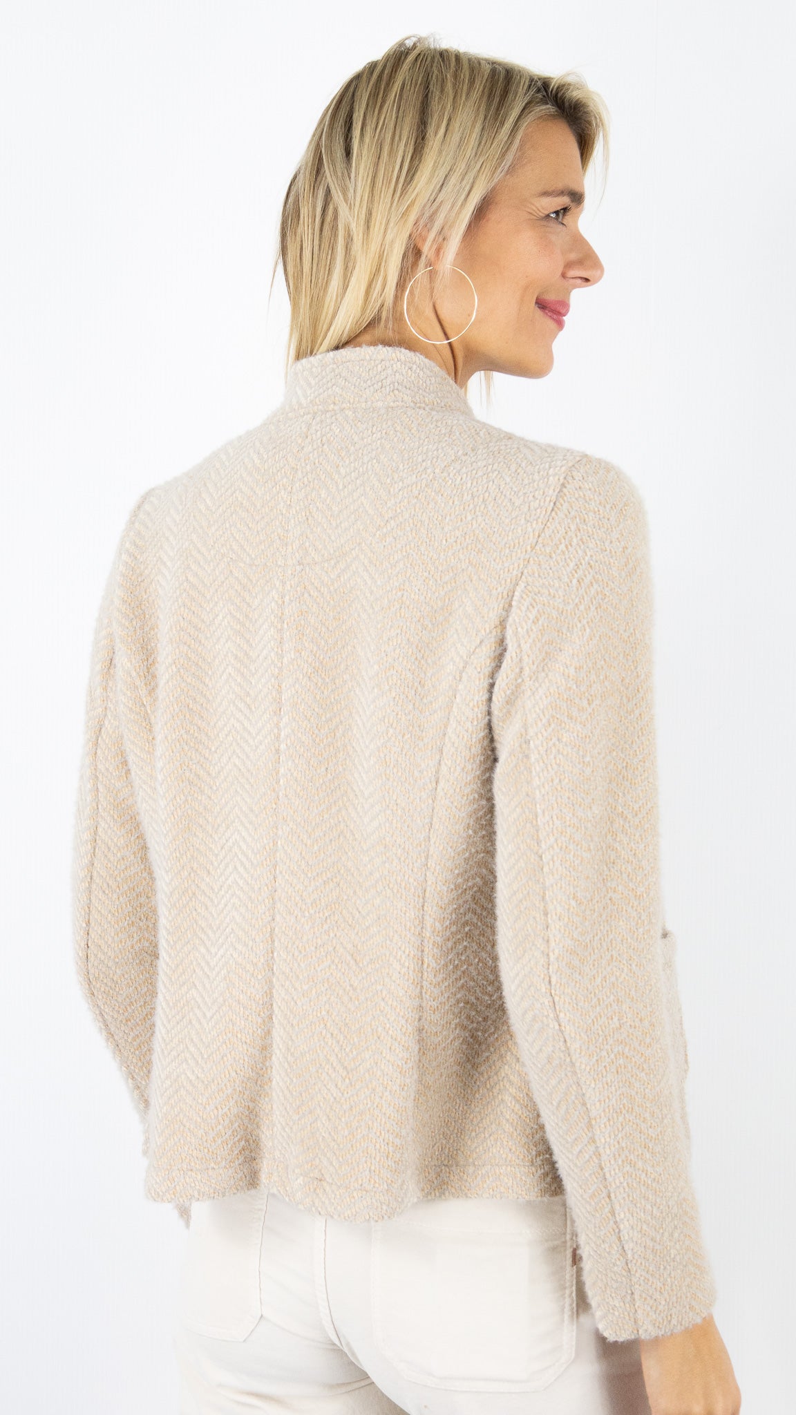 VESTE COURTE POILUE BEIGE FEMME BIANCA JOALINA 64019