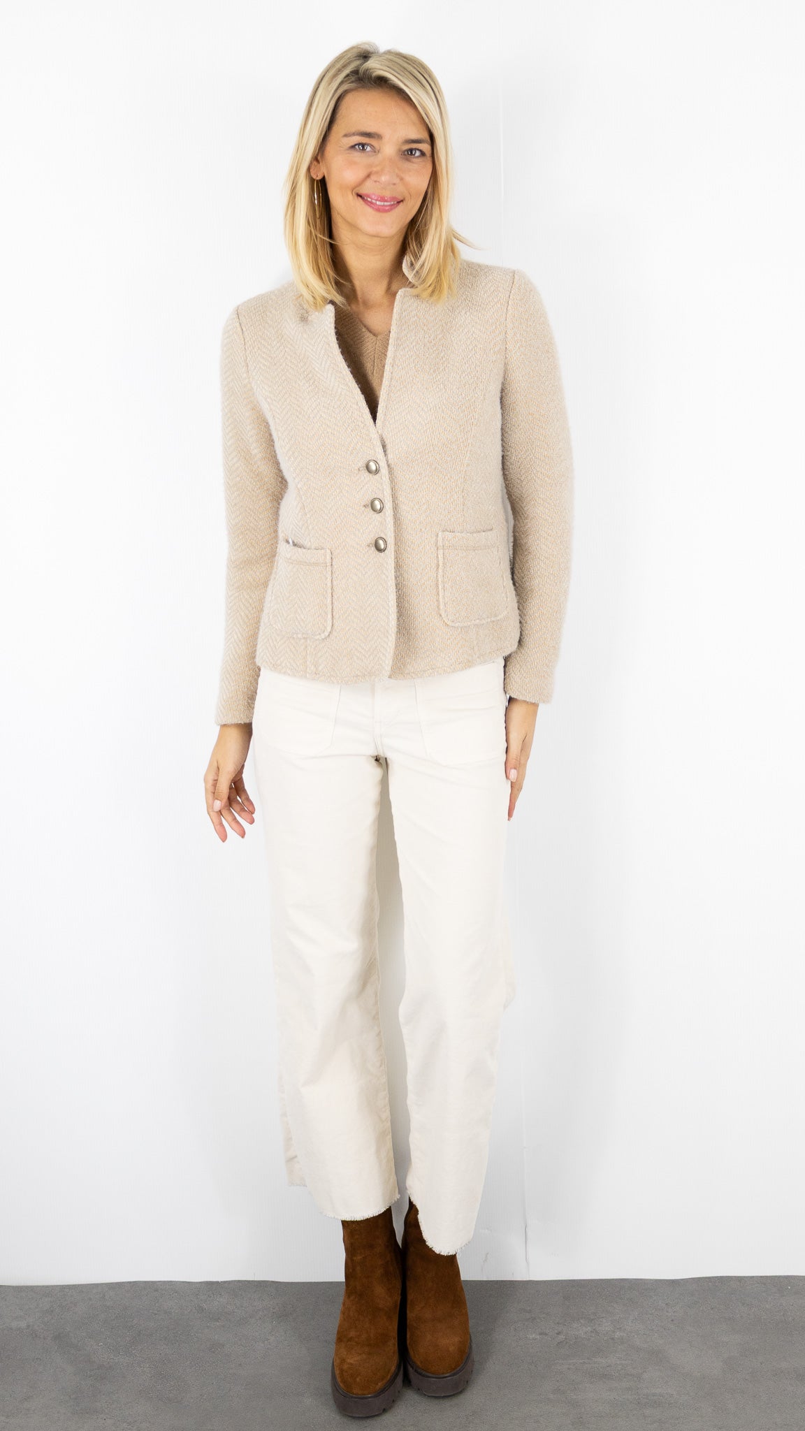 VESTE COURTE POILUE BEIGE FEMME BIANCA JOALINA 64019