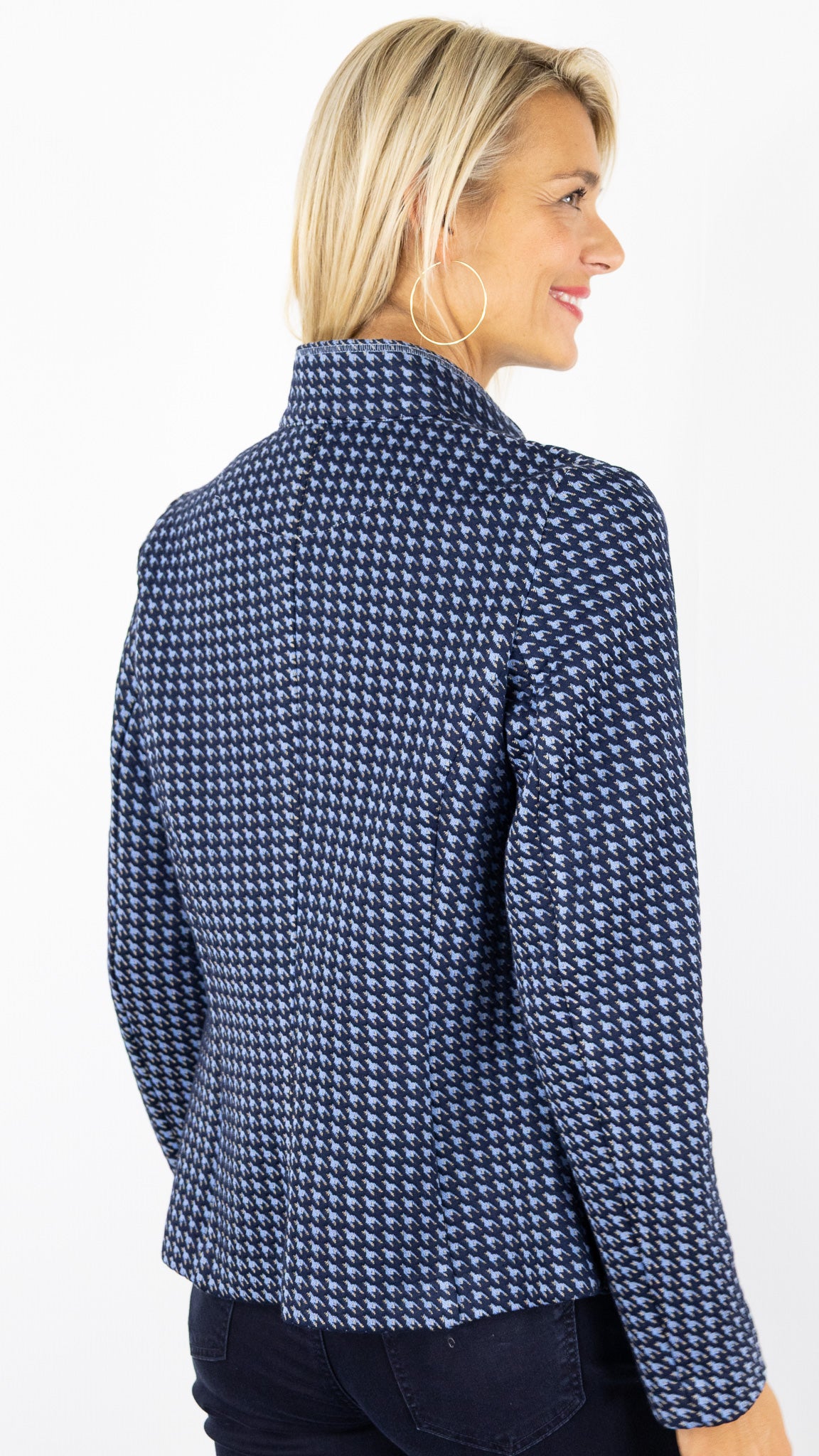 VESTE PIED DE COQ BLEU BIANCA JIOLINA 64006