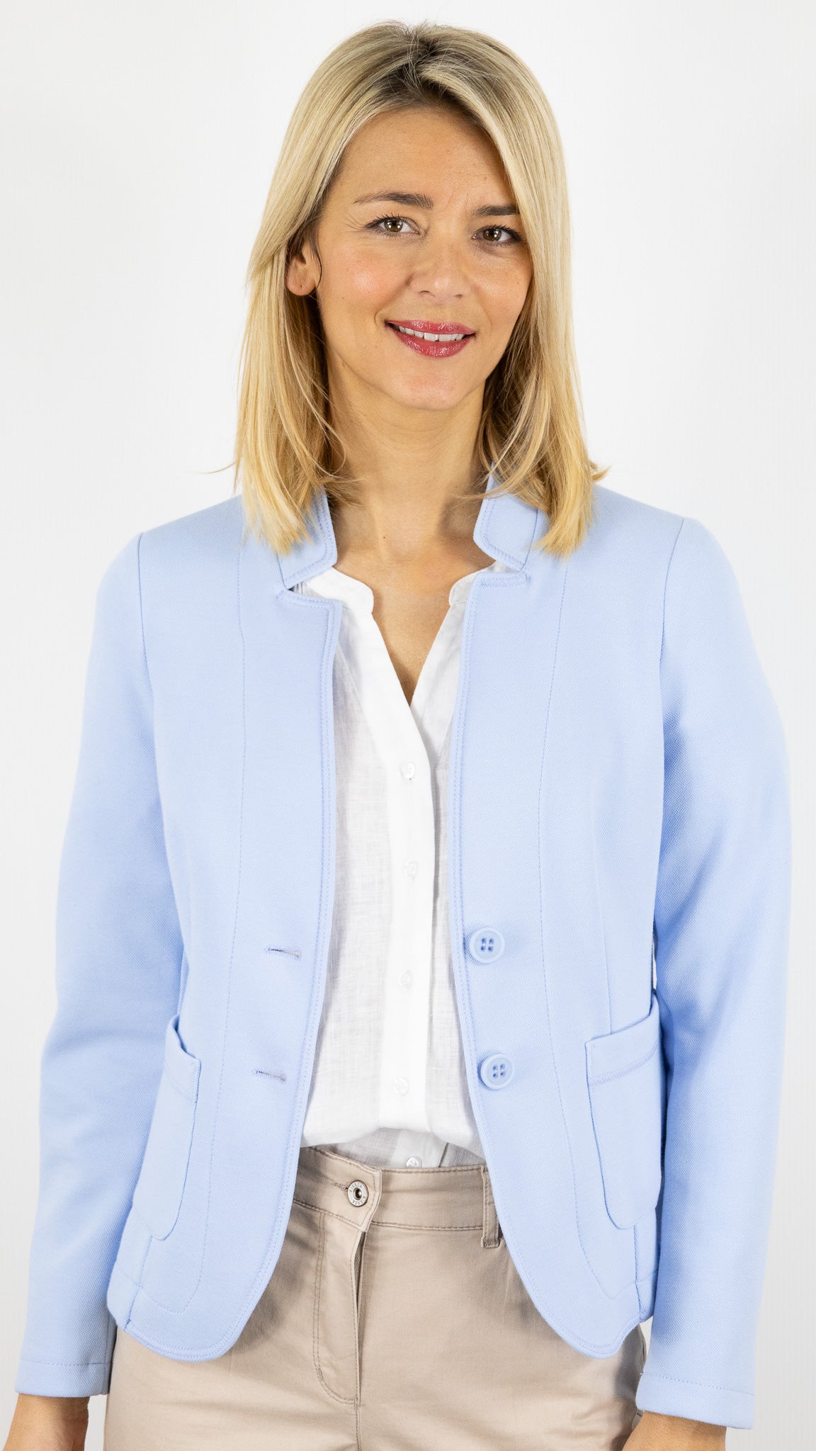 VESTE COURTE EN JERSEY BLEU CIEL POUR FEMME BIANCA JOLIEN 74001