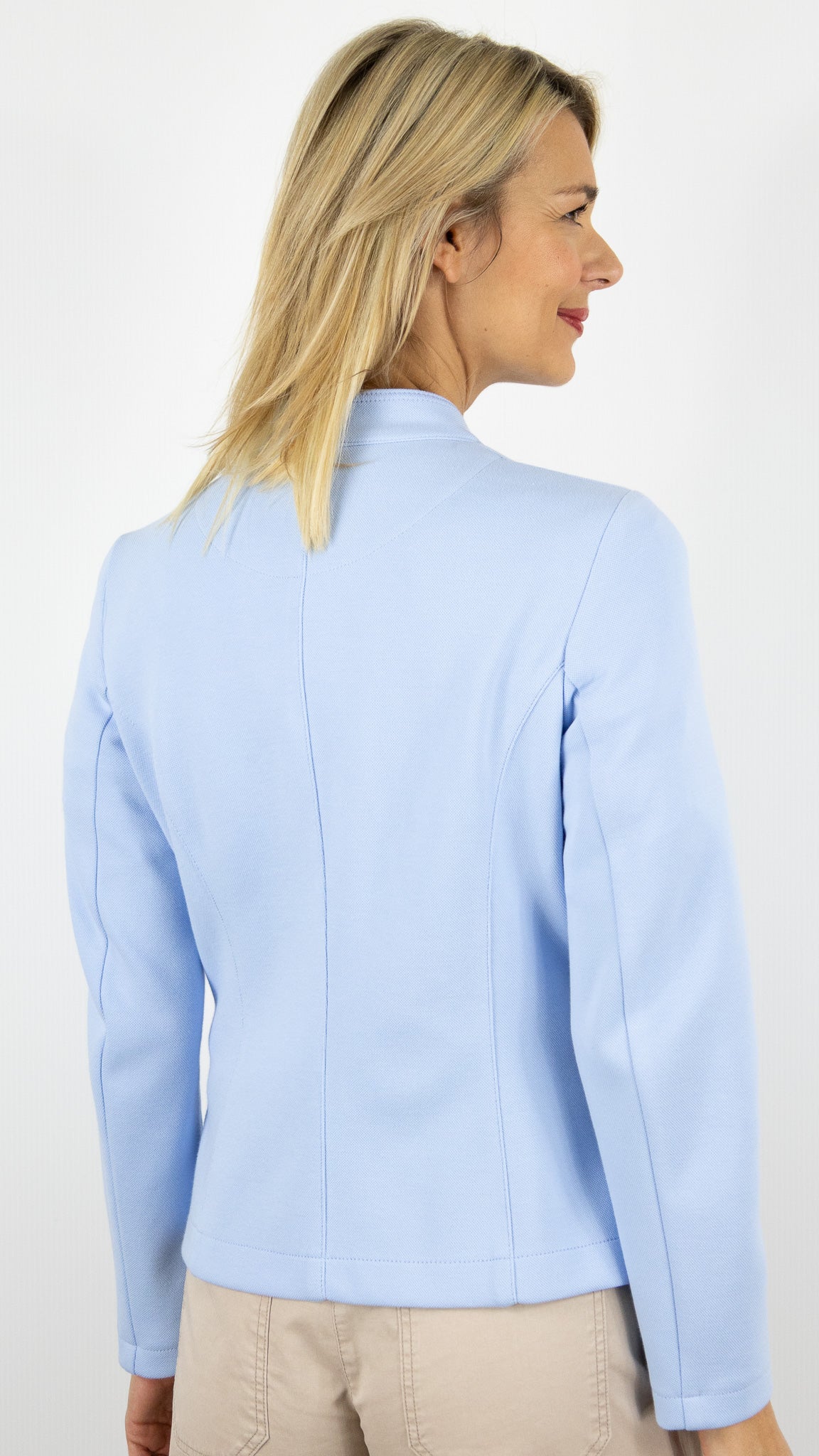 VESTE COURTE EN JERSEY BLEU CIEL POUR FEMME BIANCA JOLIEN 74001