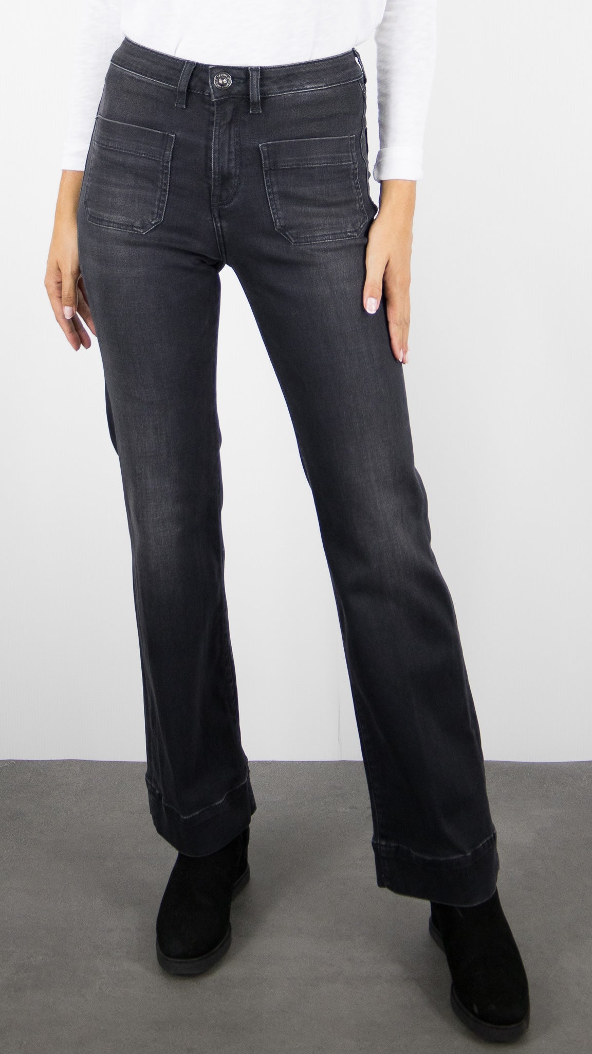 JEANS LONG TAILLE HAUTE DROIT POUR FEMME DENIM STUDIO JOSH BLACK CASHMERE DARK VINTAGE