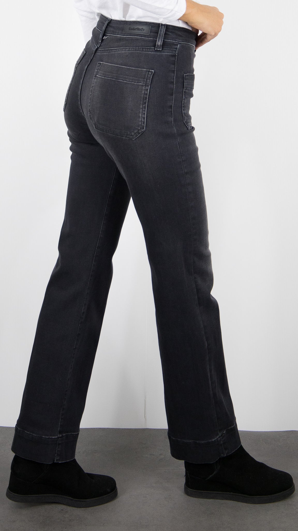 JEANS LONG TAILLE HAUTE DROIT POUR FEMME DENIM STUDIO JOSH BLACK CASHMERE DARK VINTAGE