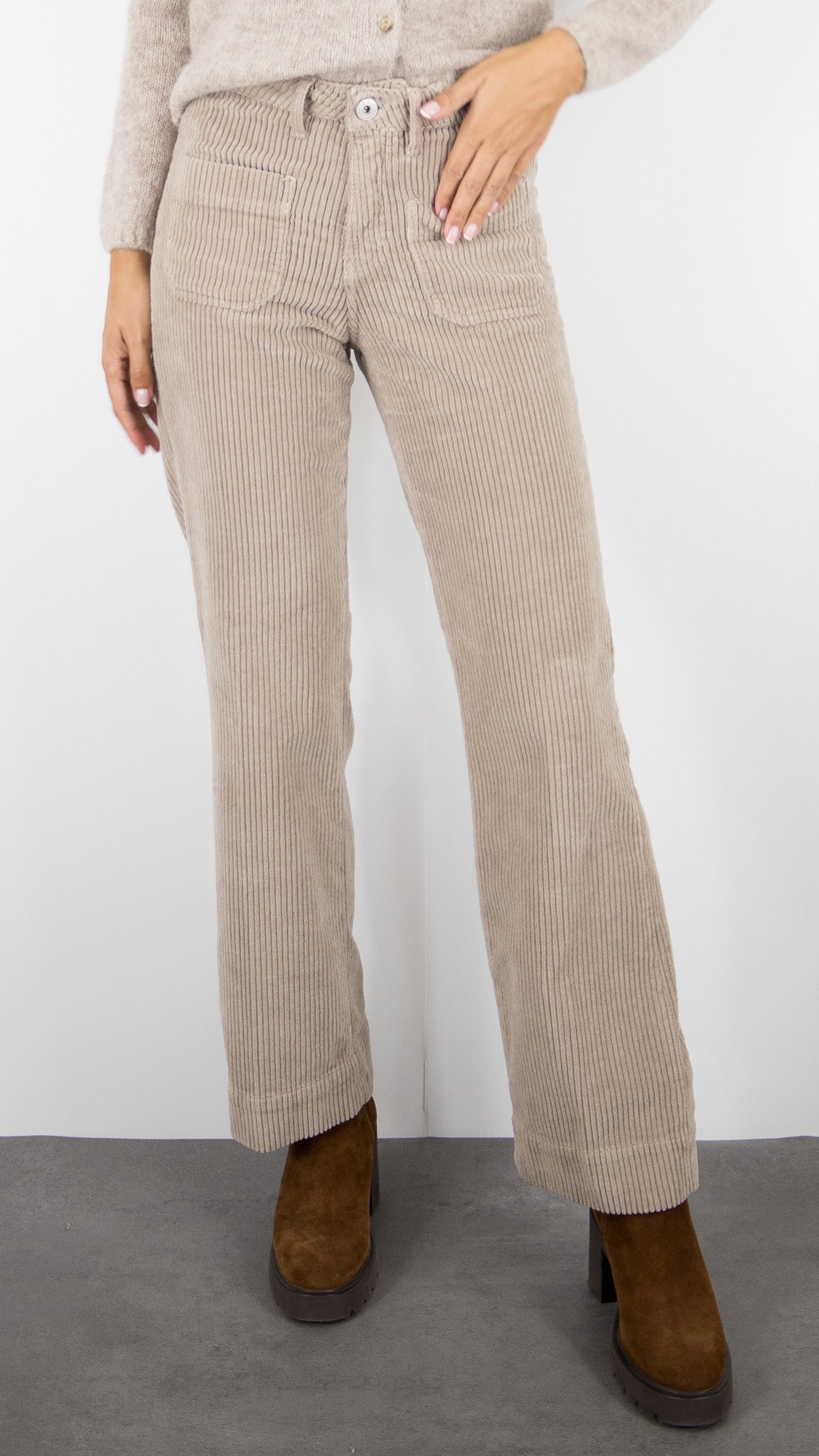 JEANS LONG EN VELOURS COTELE FEMME DENIM STUDIO JOSH CABLE CORD#COLOR_SEPIA/BEIGE