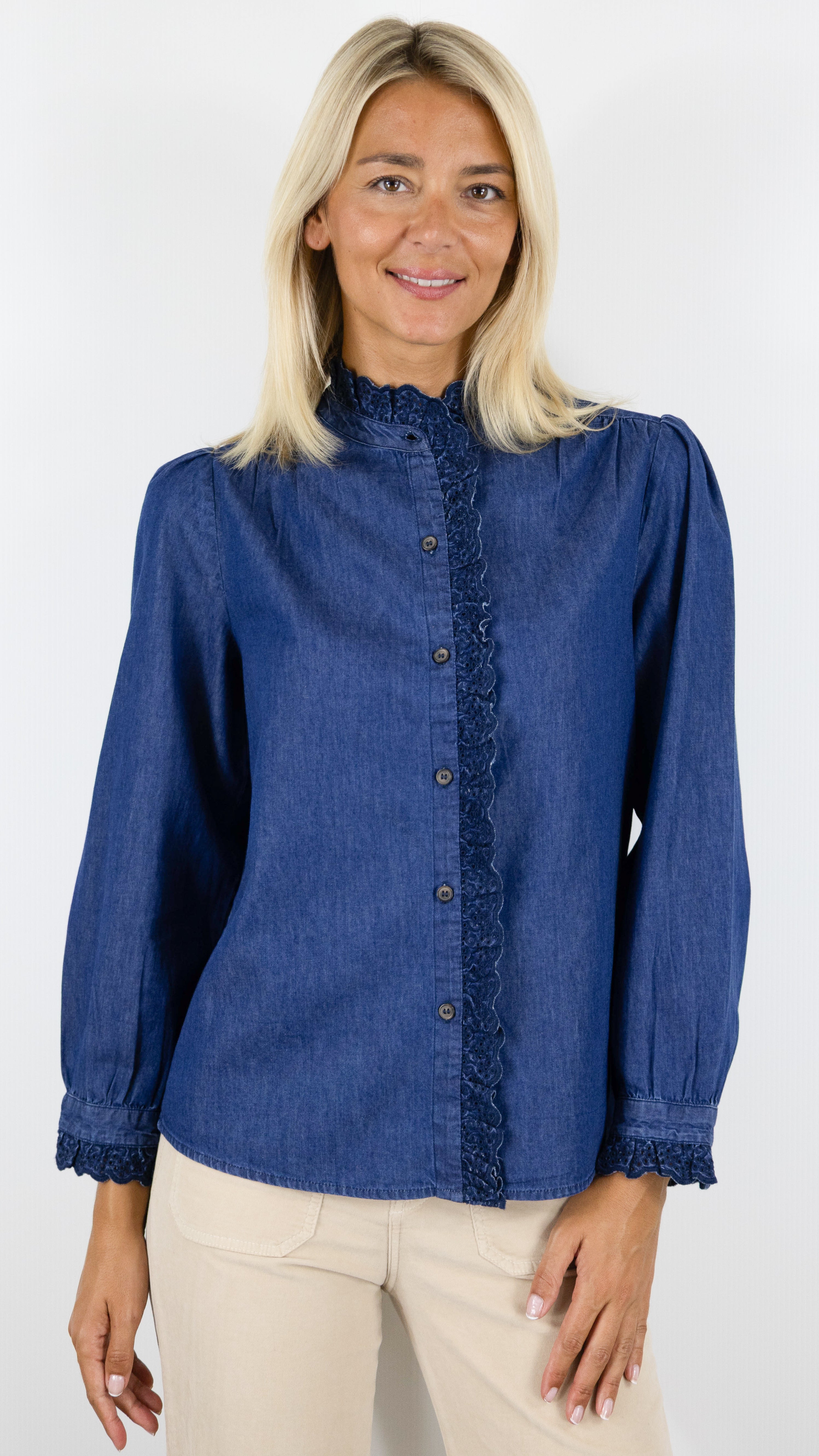 CHEMISE EN JEANS COL VOLANTE POUR FEMME GERARD DAREL LOUPY