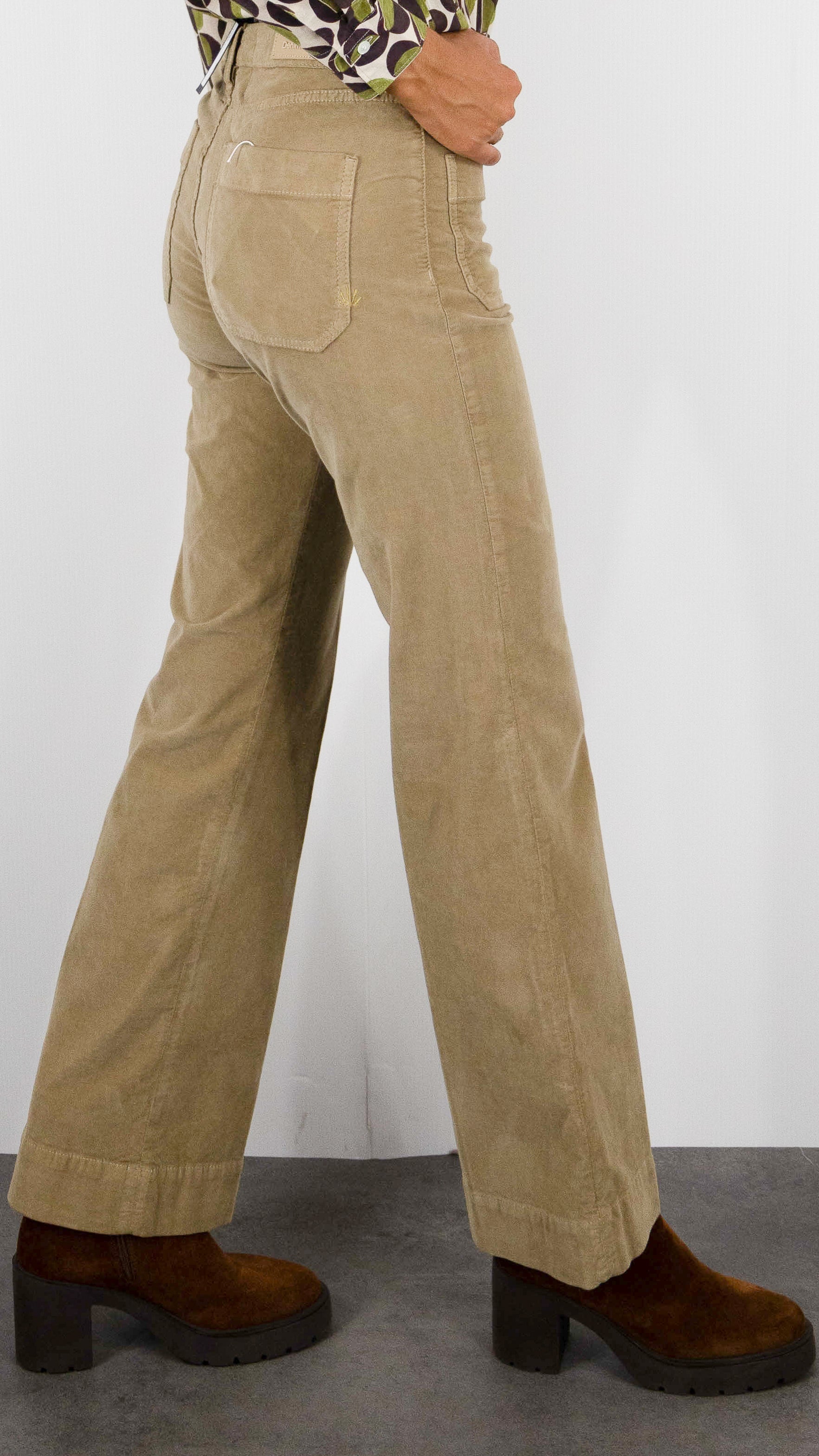 PANTALON LONG EVASE EN VELOURS POUR FEMME DENIM STUDIO JOSH PALATINE CORD#COLOR_DUST BEIGE