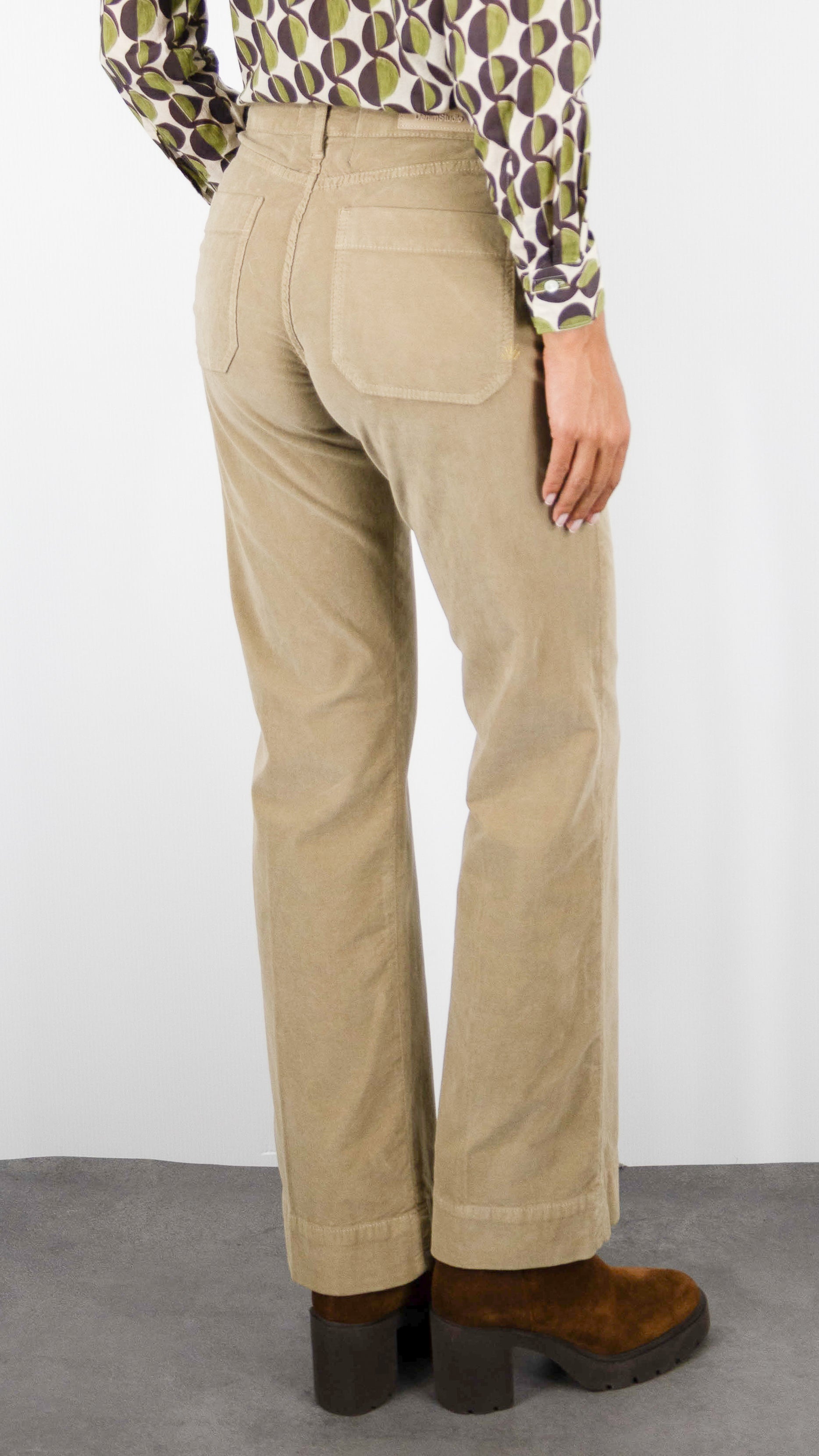 PANTALON LONG EVASE EN VELOURS POUR FEMME DENIM STUDIO JOSH PALATINE CORD#COLOR_DUST BEIGE