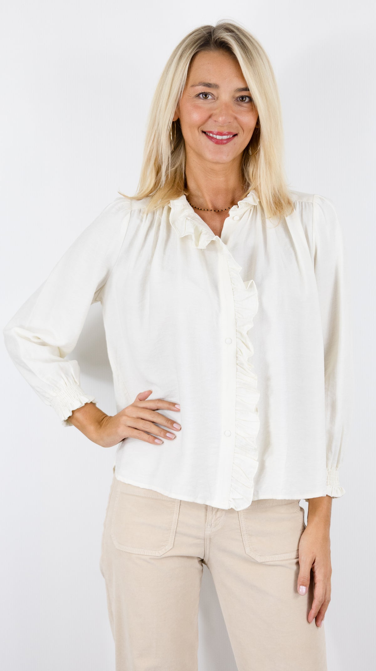 BLOUSE FLUIDE VOLANTEE IVOIRE YCOO 30778A