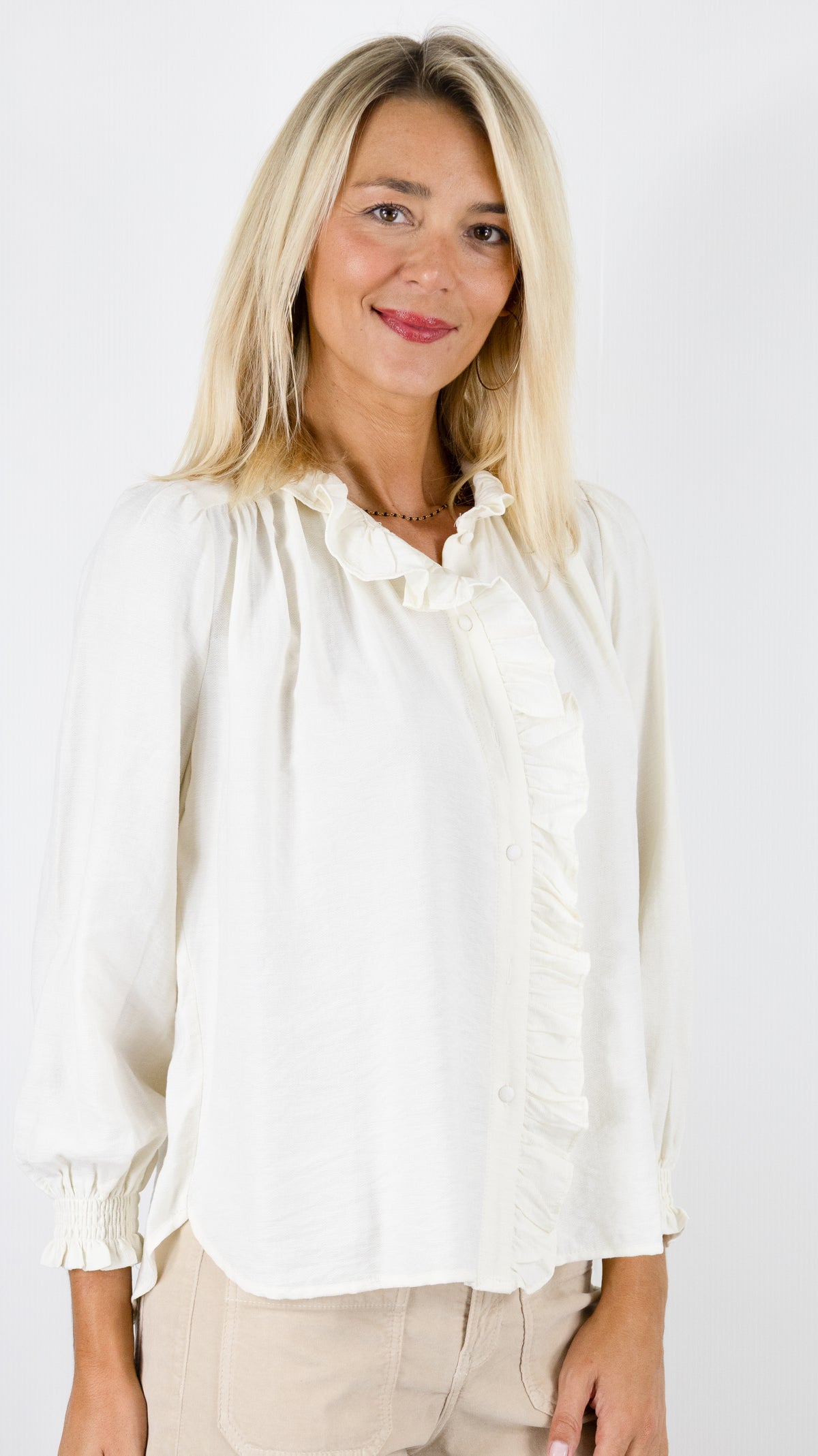 BLOUSE FLUIDE VOLANTEE IVOIRE YCOO 30778A