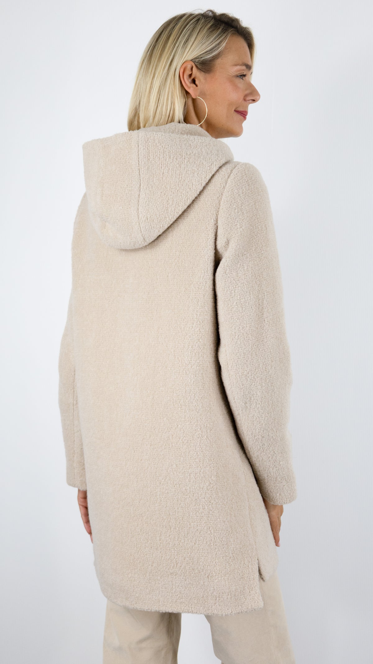 MANTEAU EN LAINE COUPE TRAPEZE POUR FEMME BEIGE SABLE TRENCH AND COAT NEFLIER AWLE