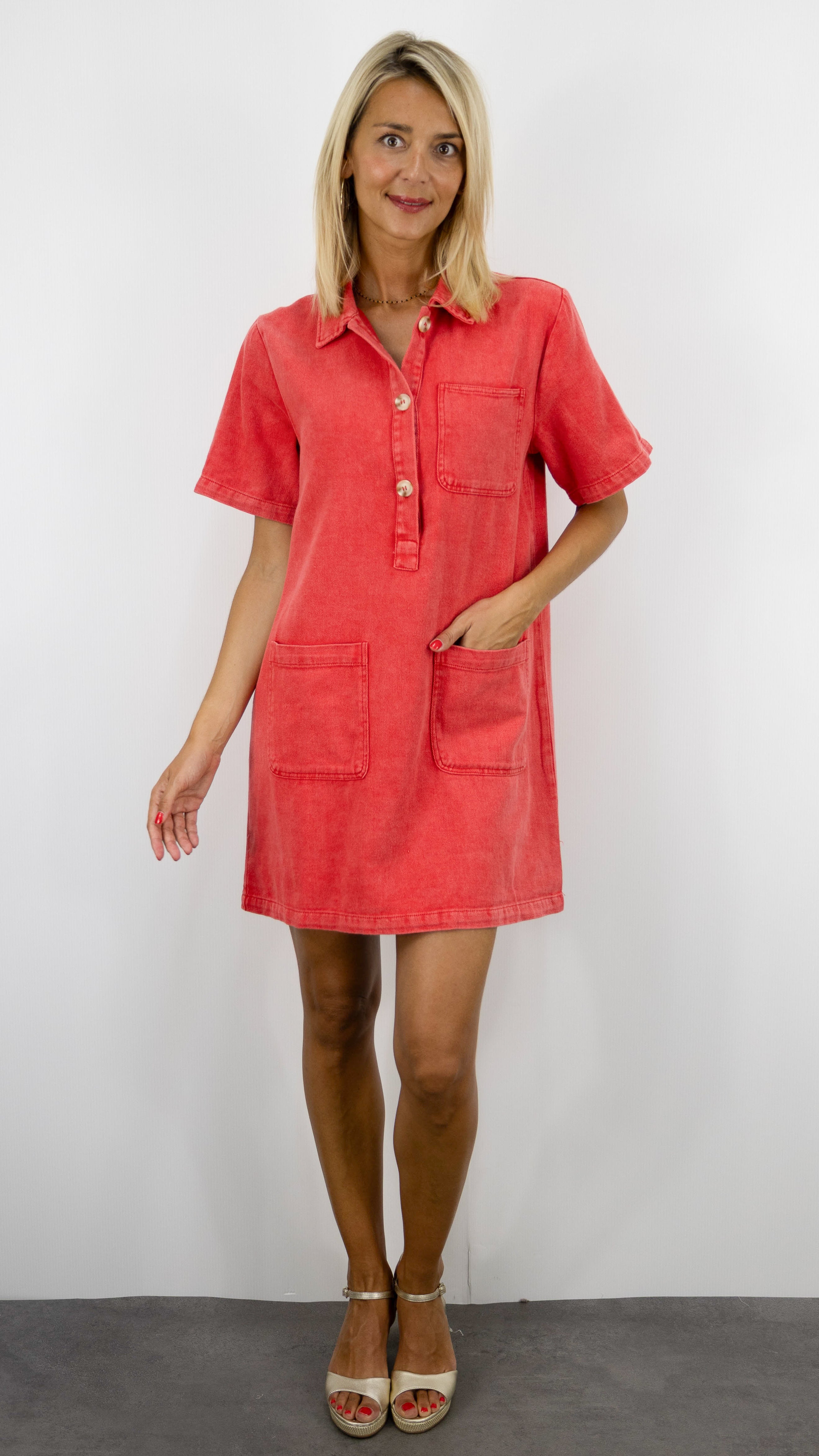 ROBE CHEMISE EN COTON KILKY JP3652 CORAIL