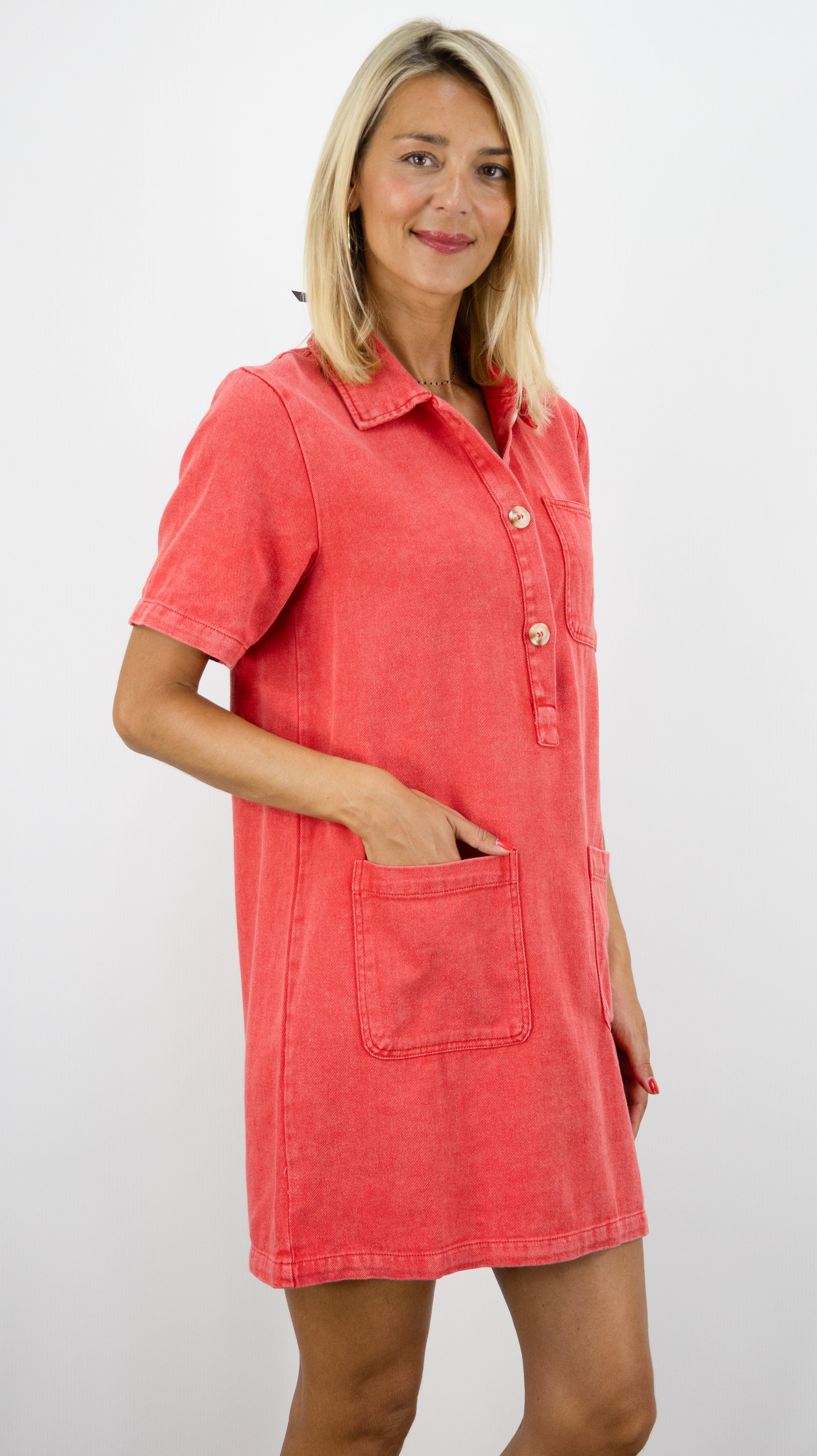 ROBE CHEMISE EN COTON KILKY JP3652 CORAIL