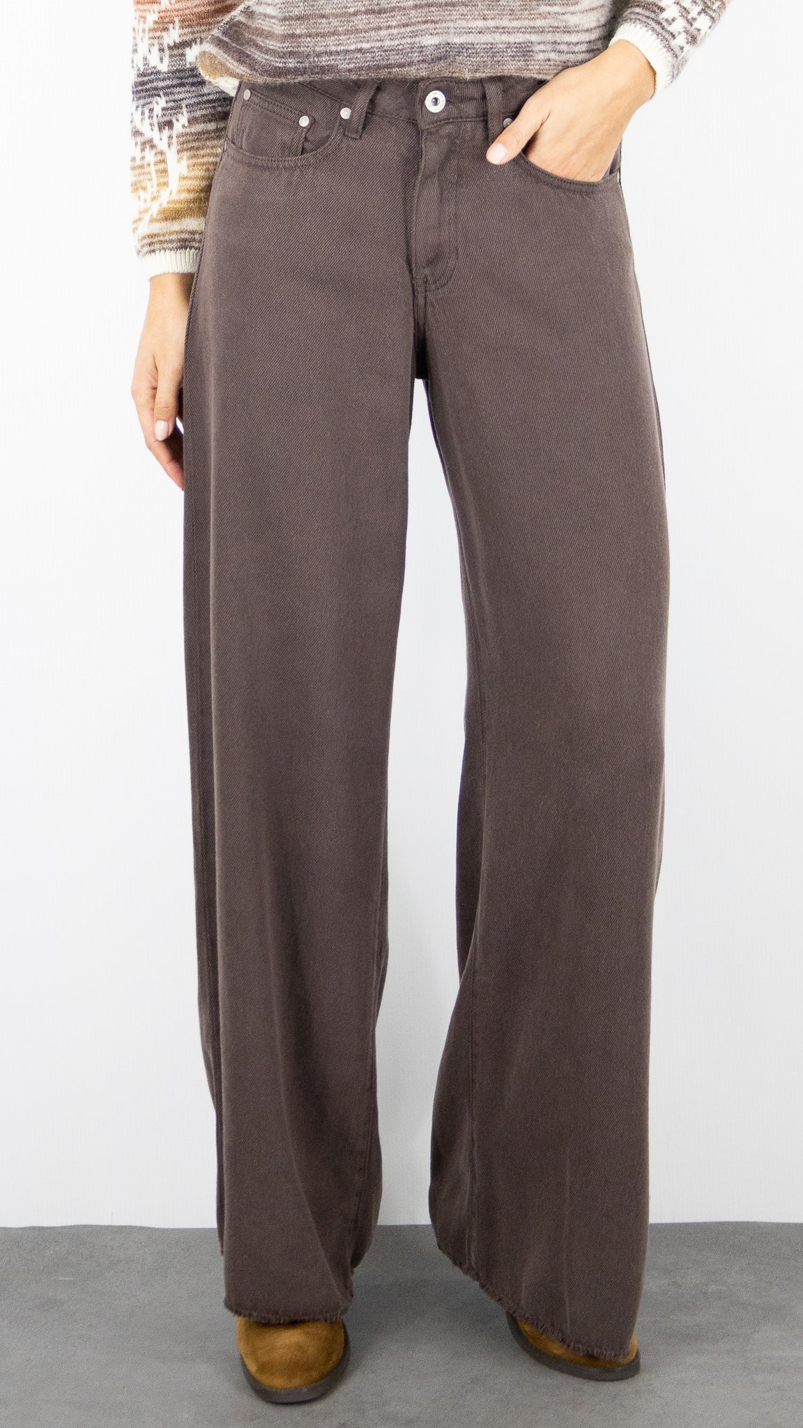 PANTALON COUPE LARGE EN TENCEL JUDE DRILL STUDIO PARISIEN #color_ECORCE/CHOCO