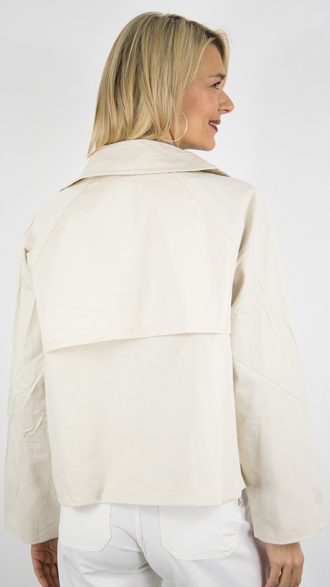 VESTE COURTE COL REVERS EN COTON POUR FEMME ECRUE IT HIPPIE K168-410