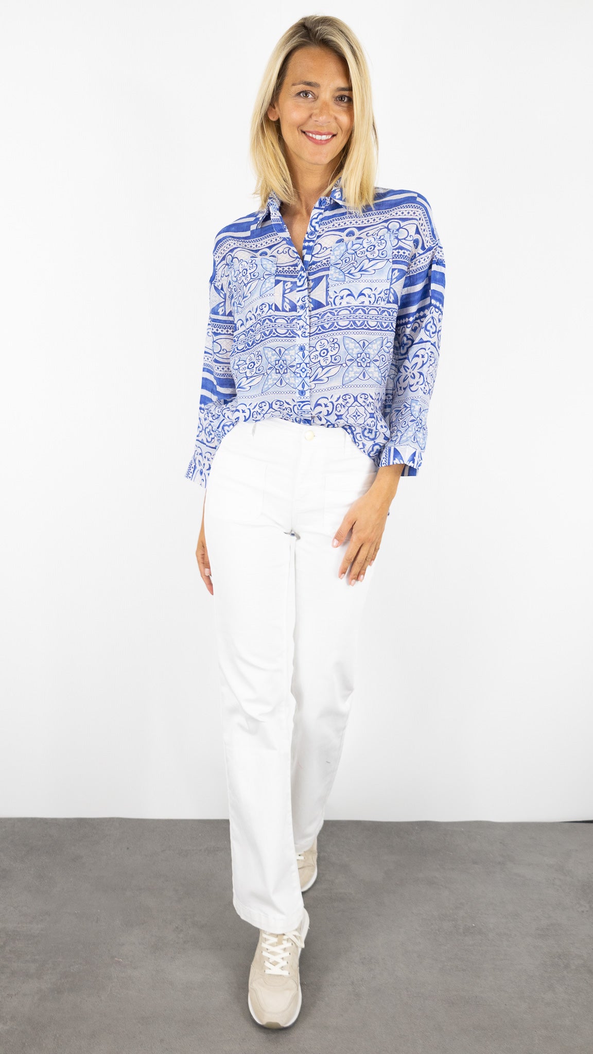 CHEMISE IMPRIMEE CC FASHION CAMEL LEGER CC FASHION K8149#COLOR_BLEU ELEC