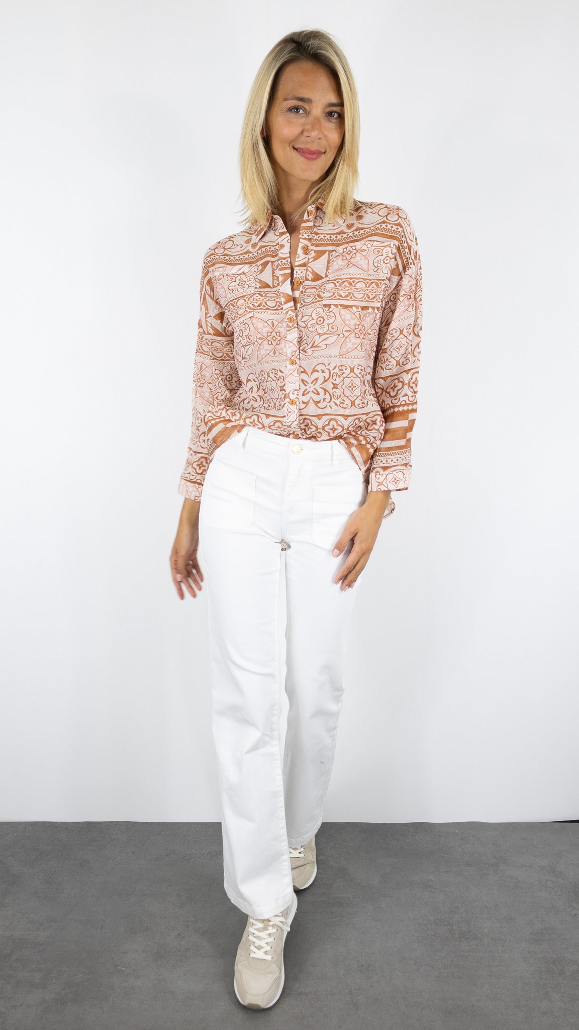 CHEMISE IMPRIMEE CC FASHION CAMEL LEGER CC FASHION K8149#COLOR_CAMEL