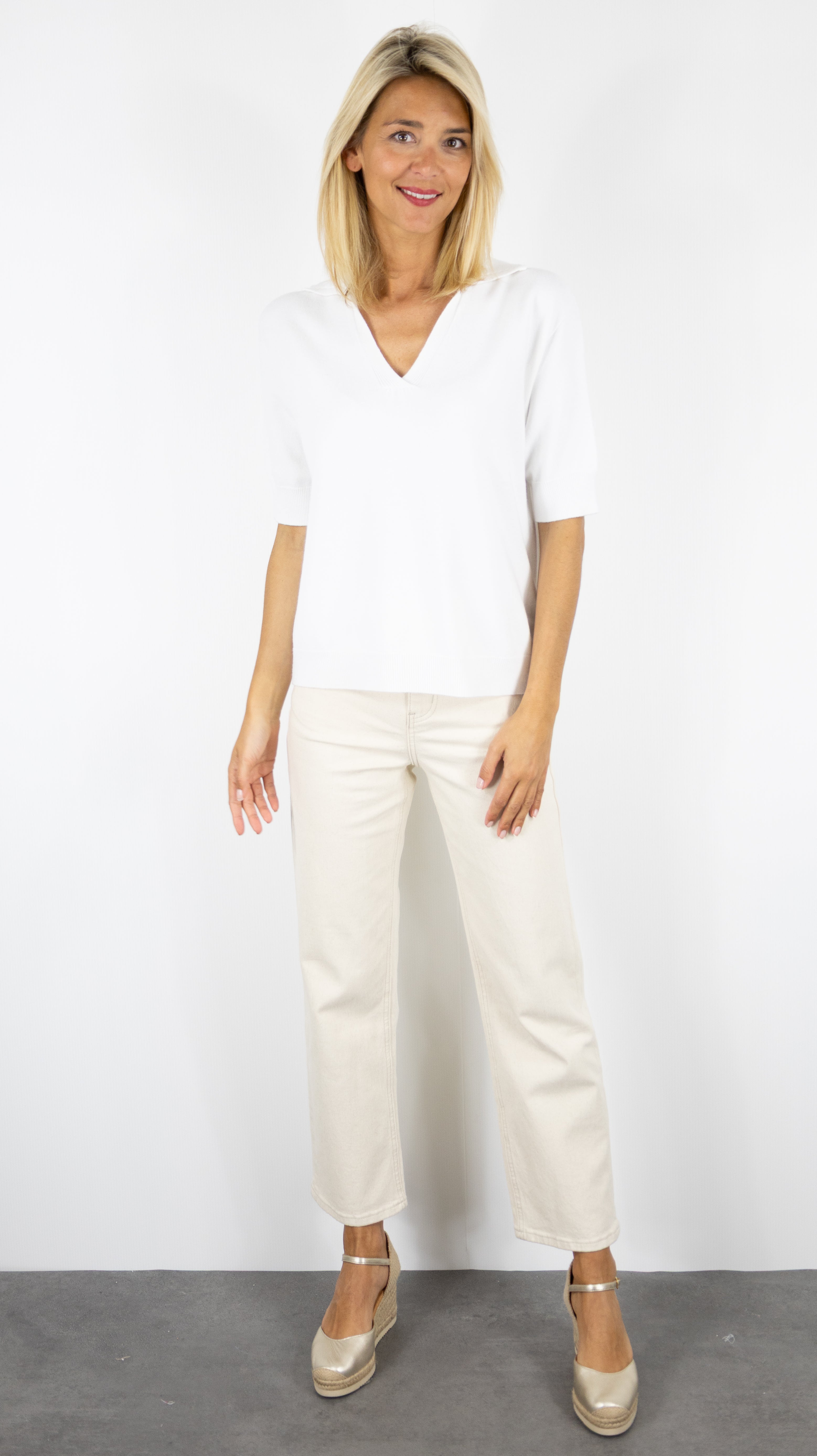 PULL POLO ALEXANDRE LAURENT K8423#COLOR_BLANC