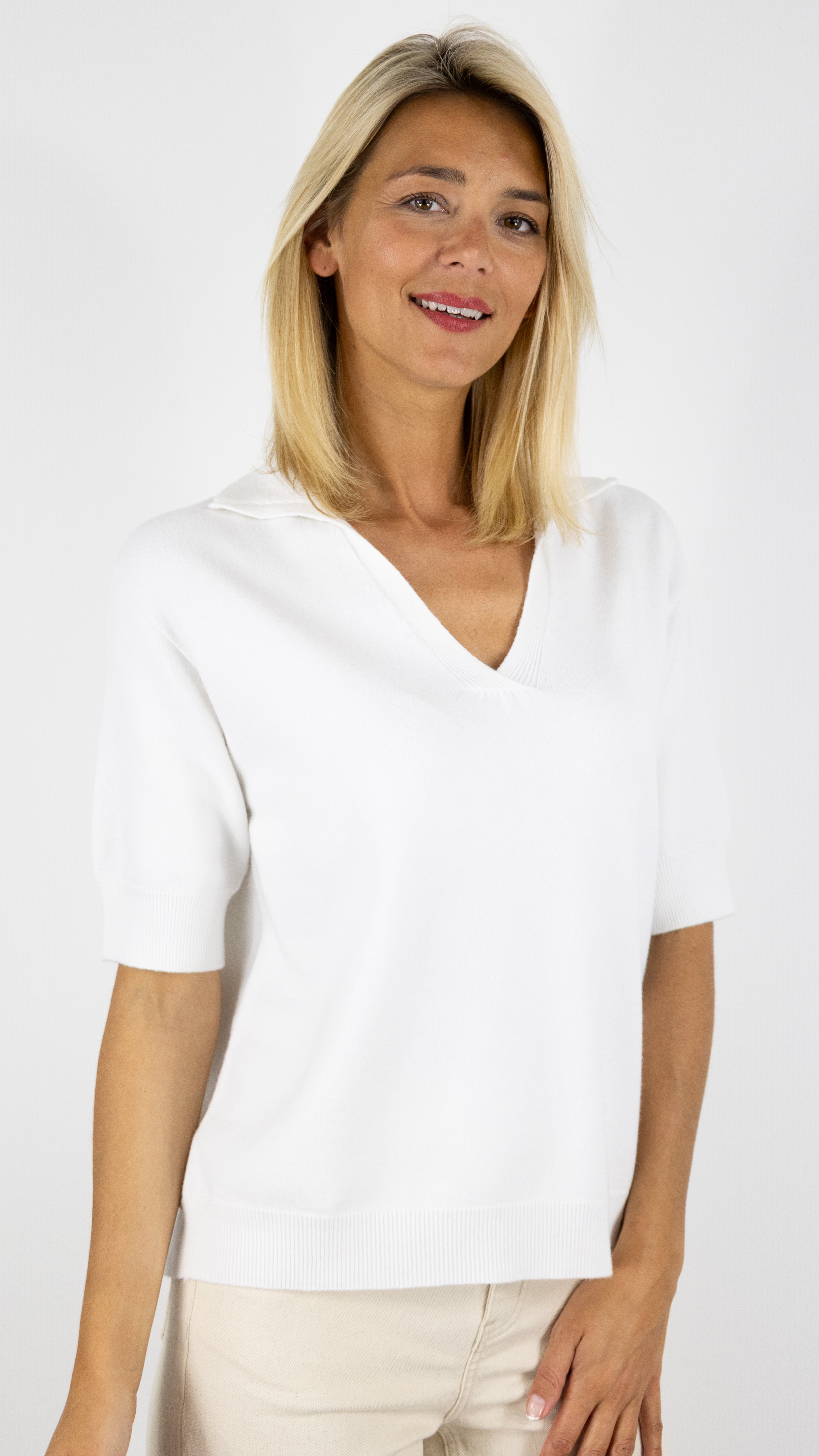 PULL POLO ALEXANDRE LAURENT K8423#COLOR_BLANC