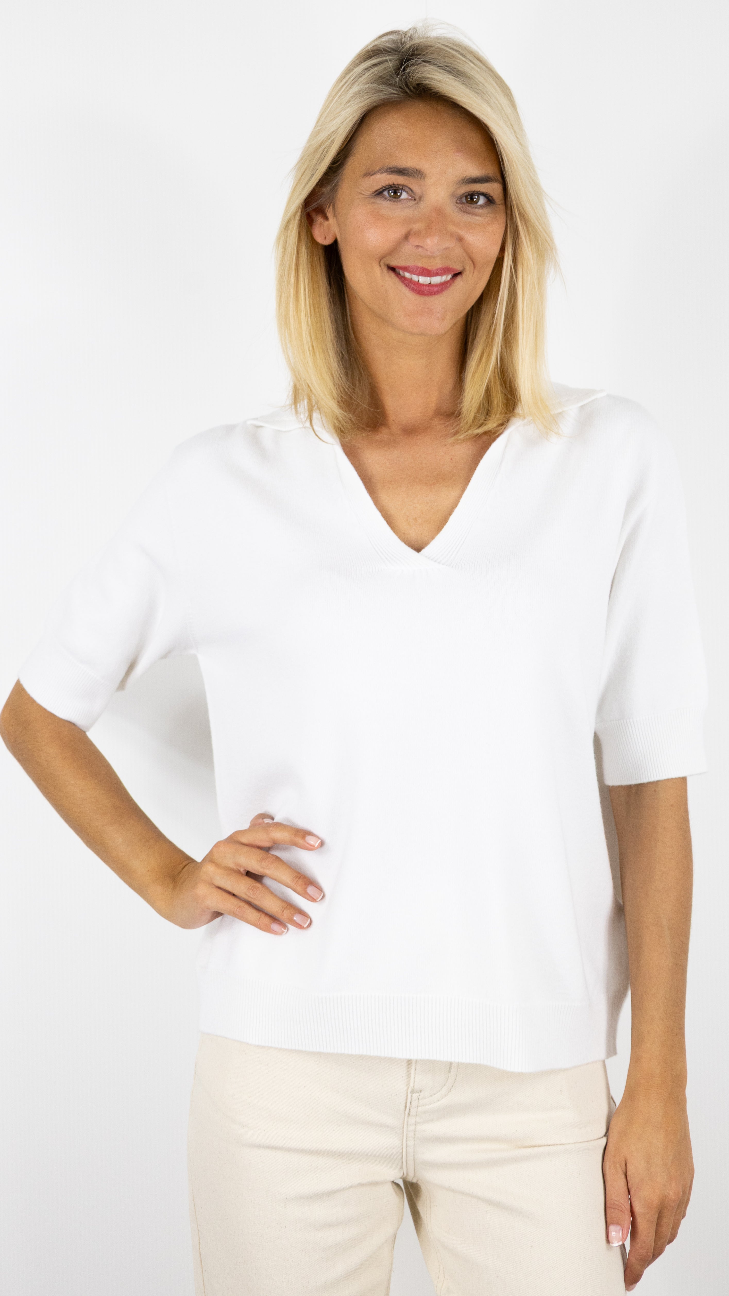 PULL POLO ALEXANDRE LAURENT K8423#COLOR_BLANC