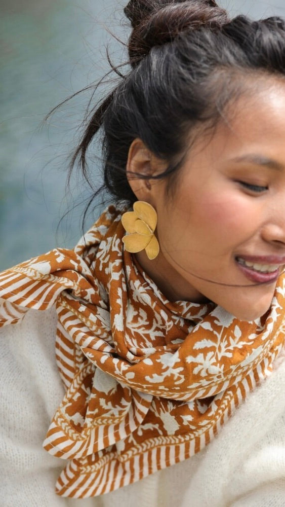 FOULARD IMPRIME EN COTON BELLEMME KATE#COLOR_CAMEL
