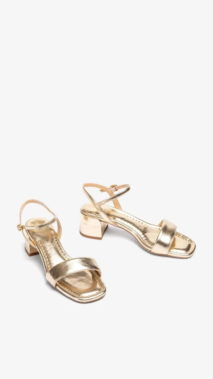 SANDALES CARRES DOREES POUR FEMME EN CUIR UNISA KIALA LMT PLATINO