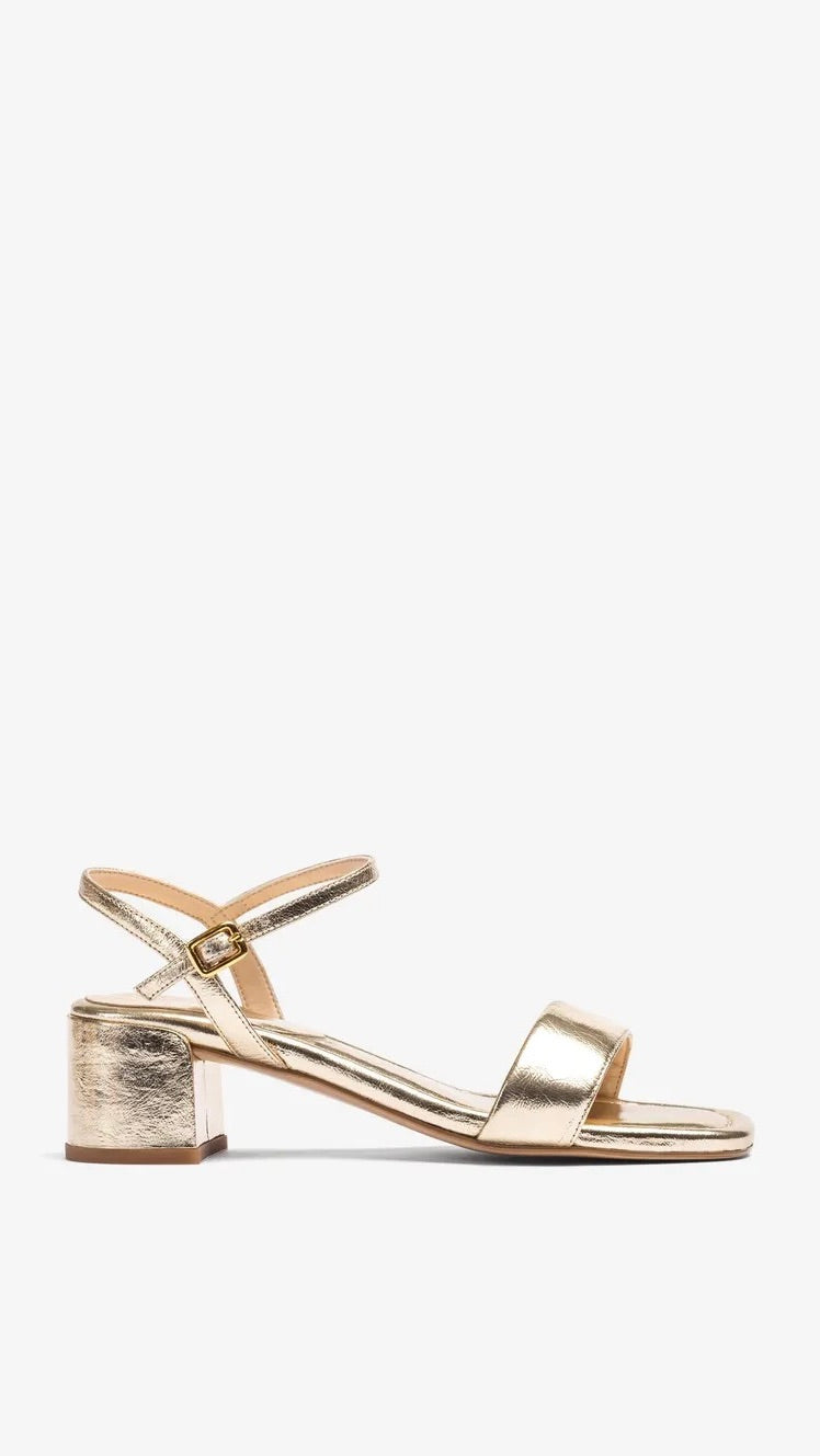 SANDALES CARRES DOREES POUR FEMME EN CUIR UNISA KIALA LMT PLATINO
