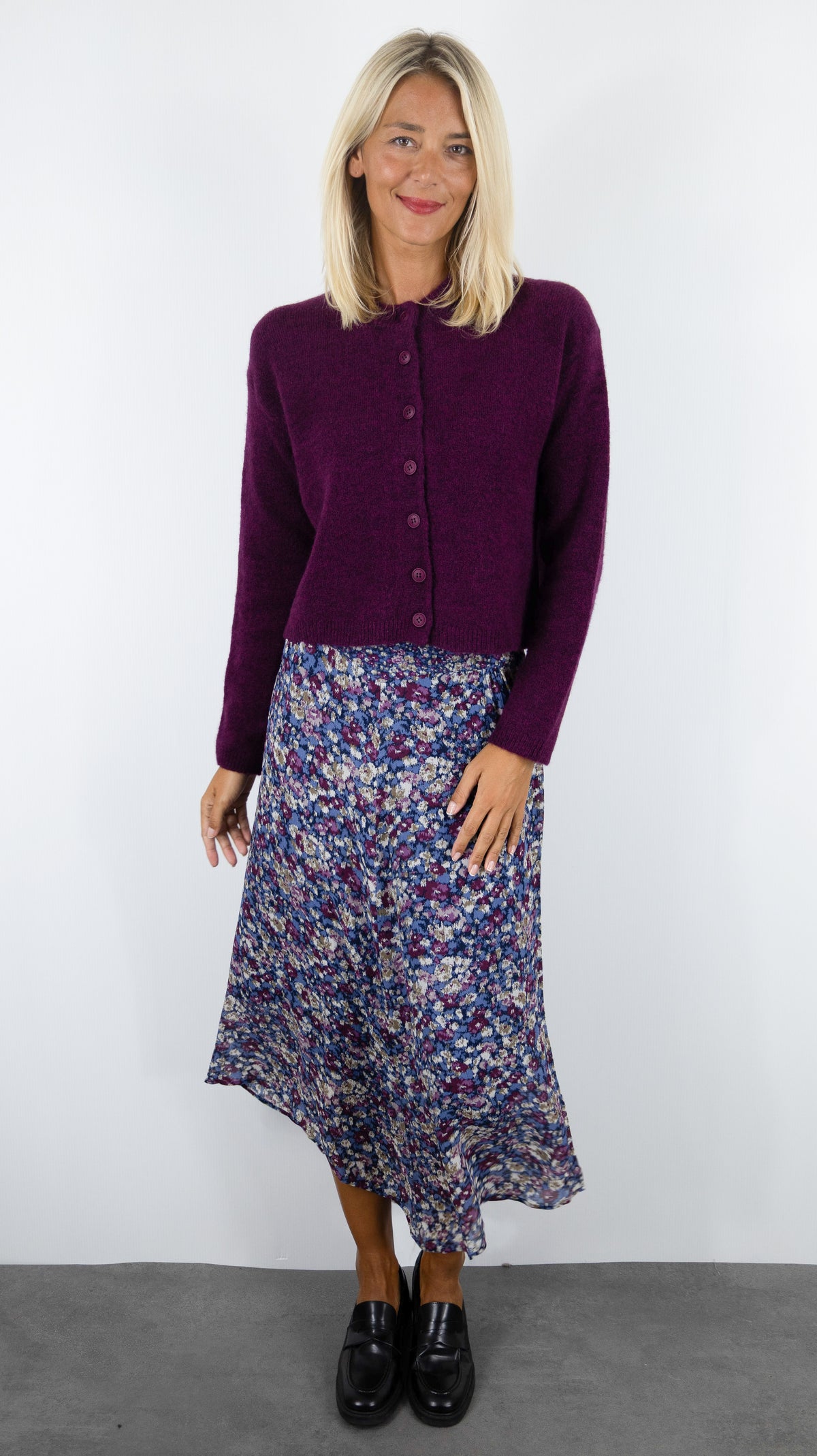 CARDIGAN EN MAILLE MOUSSEUSE POUR FEMME AN'GE LETIANA#COLOR_VIOLINE