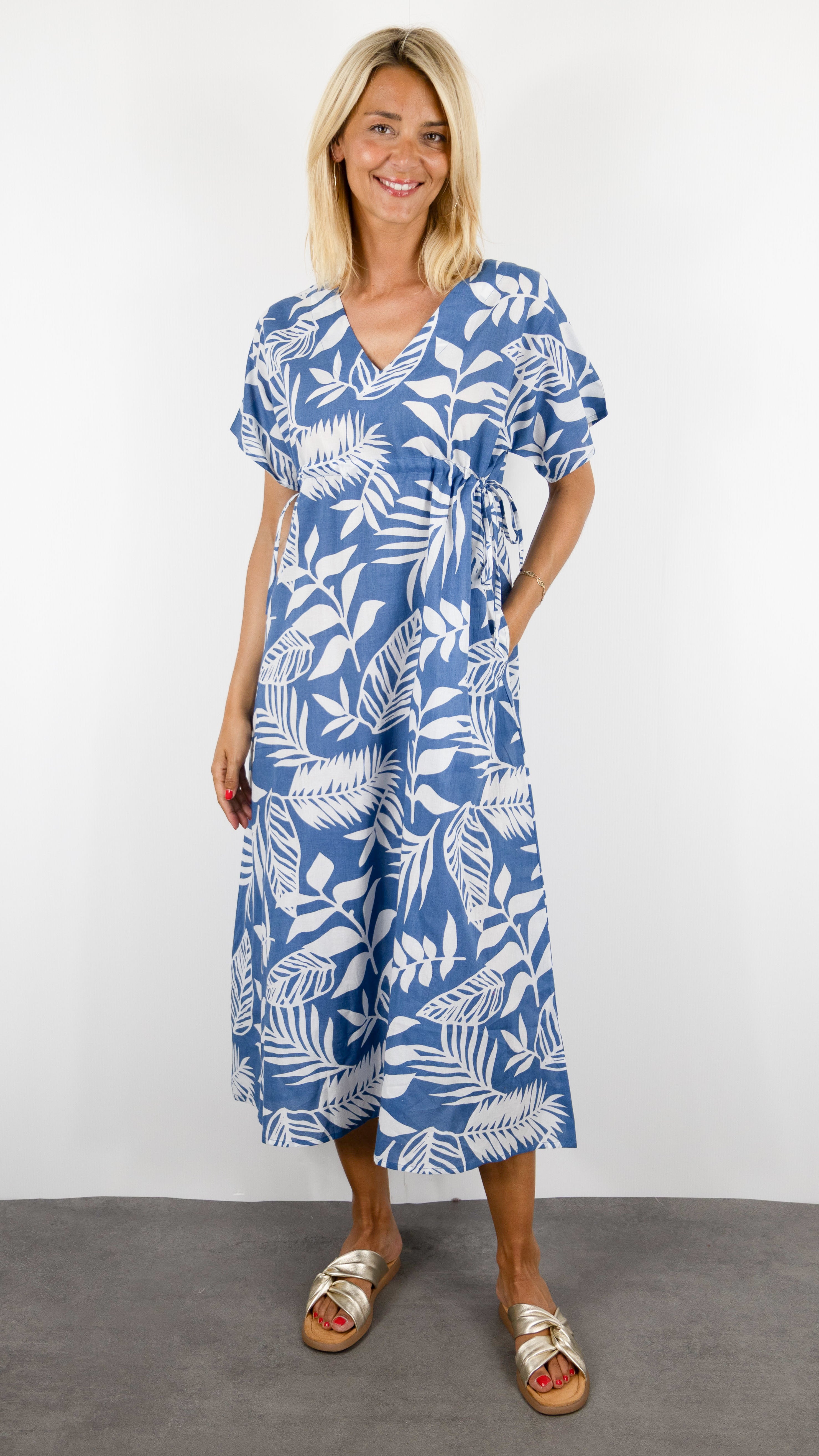 ROBE LONGUE FLEURI BLEU TERRE ROUGE LA500