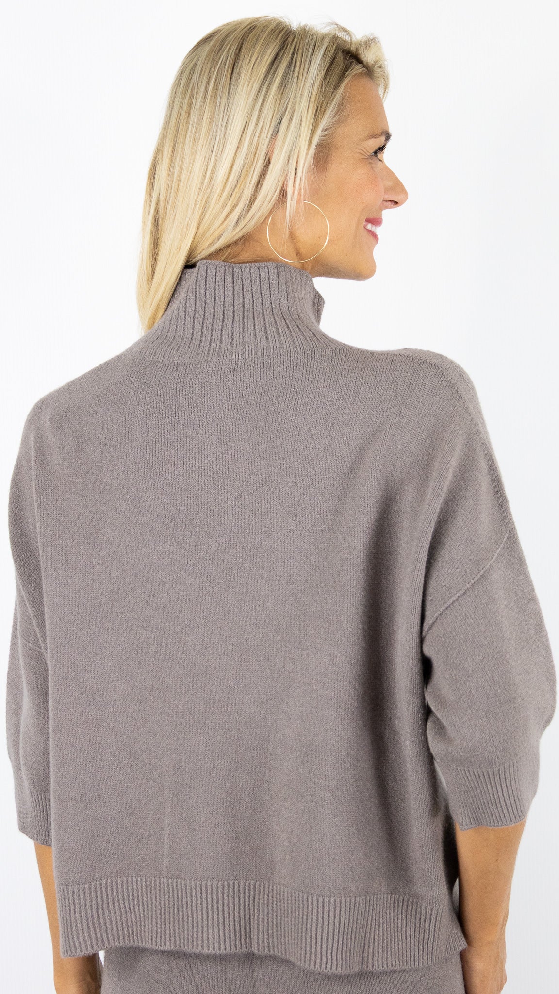 PULL COL CHEMINEE MANCHES 3/4 ALEXANDRE LAURENT L8427#COLOR_TORTORA/TAUPE