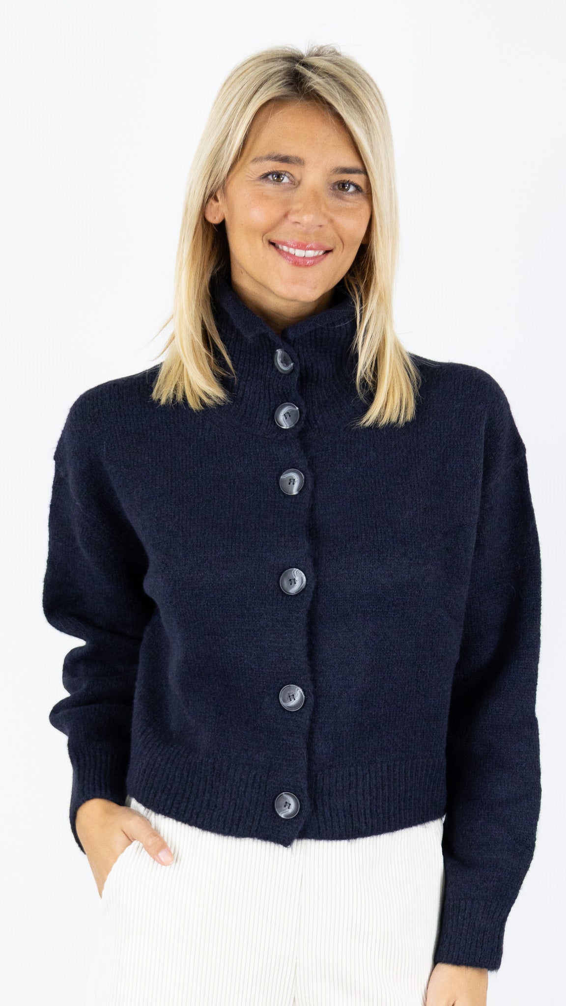 GILET EPAIS COL MONTANT FEMME AN'GE LAKEYLA#COLOR_MARINE