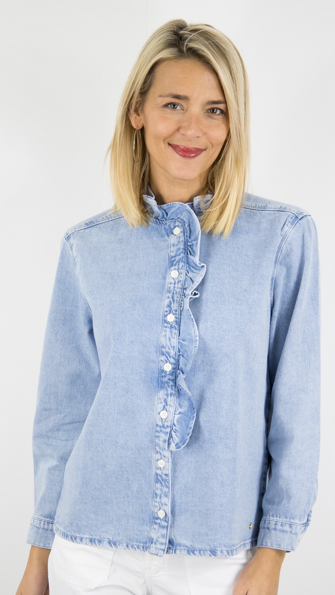 CHEMISE EN JEANS VOLANTEE POUR FEMME DES PETITS HAUTS LASSA