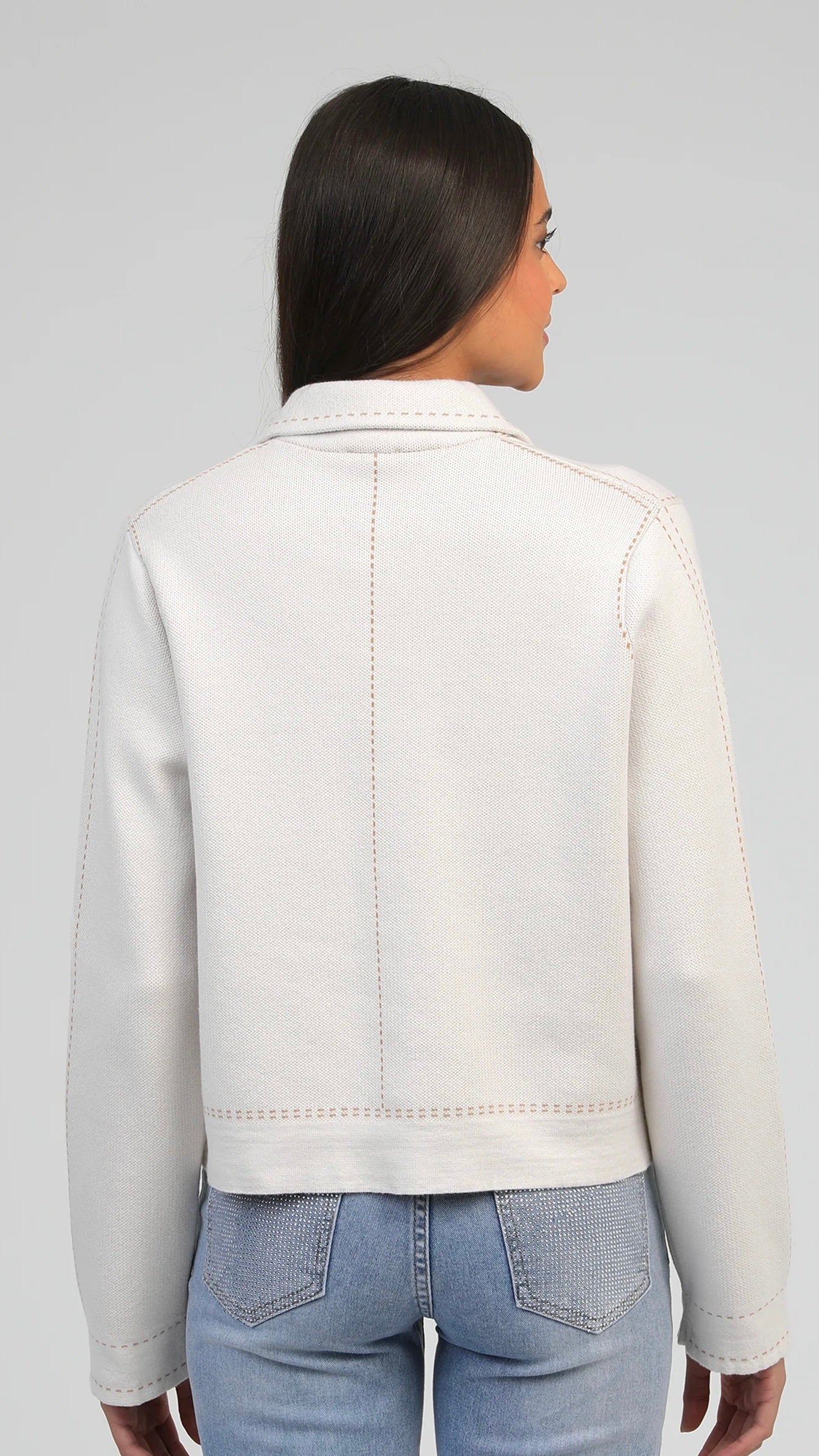 GILET CARDIGAN COL POLO EN COTON AN'GE LECLINT#COLOR_ECRU