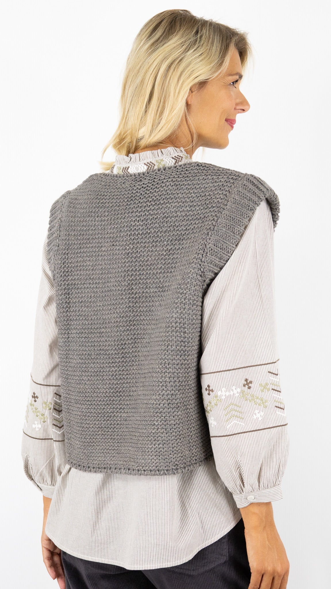 GILET SANS MANCHES GROSSE MAILLE FEMME AN'GE LEGRINGOU#COLOR_TAUPE