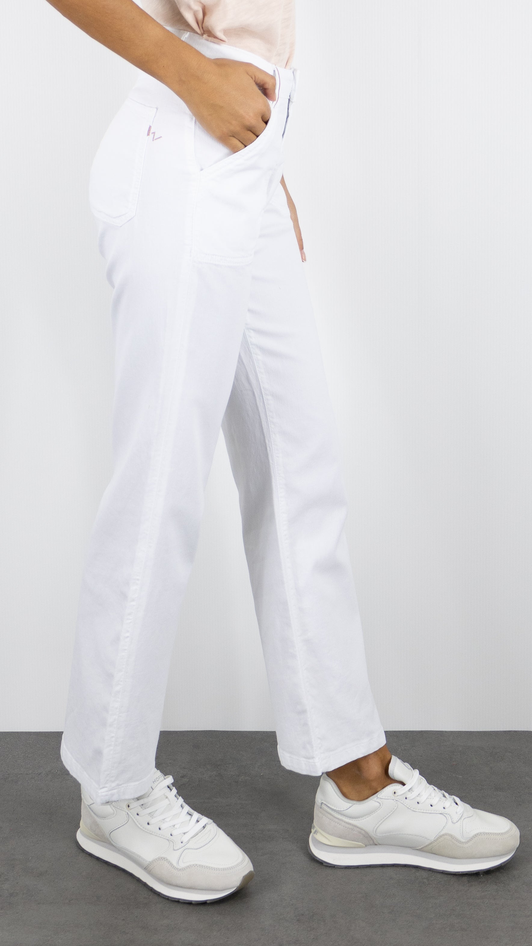 PANTALON LARGE 7/8 EN COTON LIN POUR FEMME ISLOW LEHA HYBRIDE LIN#COLOR_BLANC