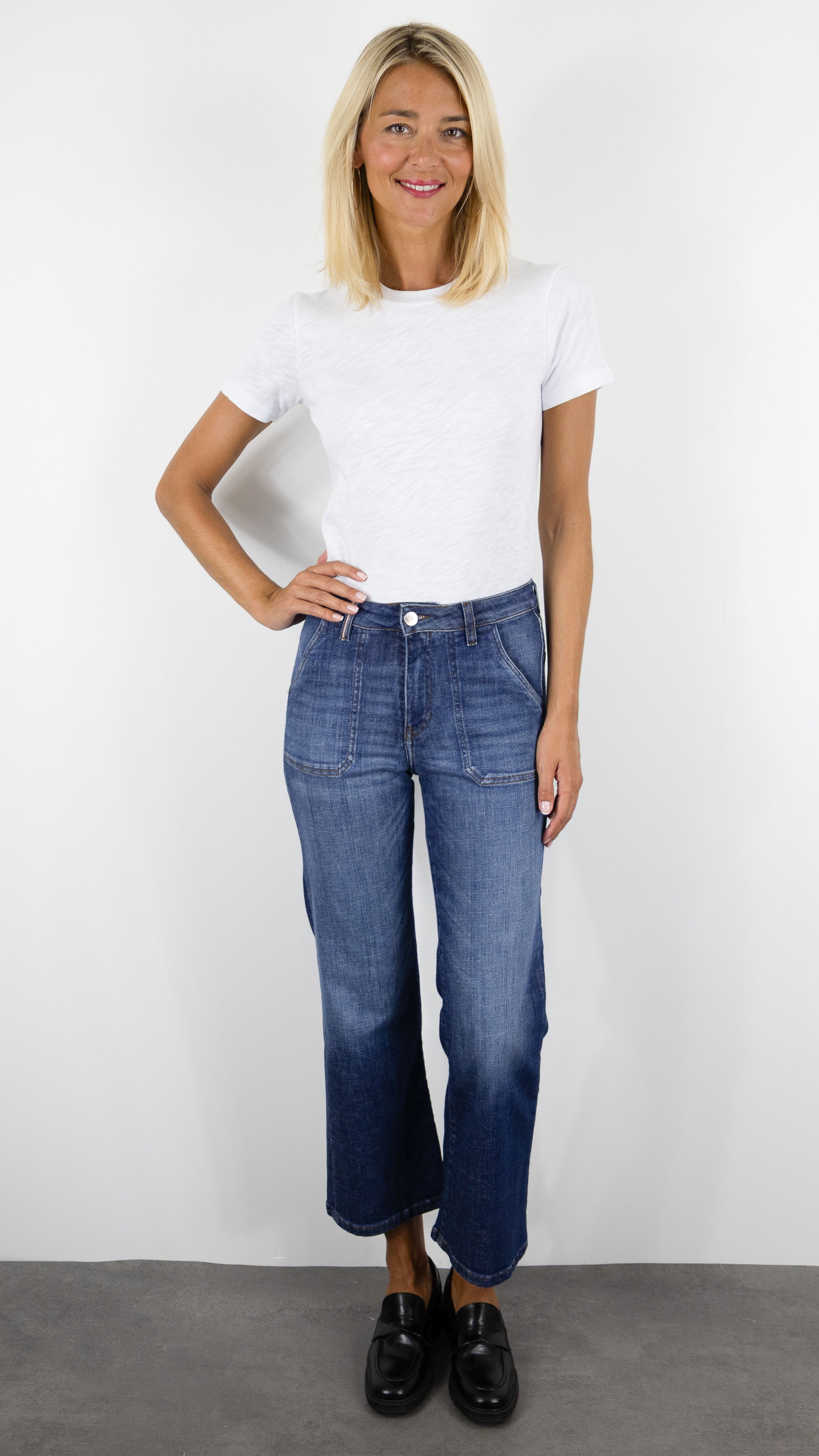 JEANS EVASE 7/8 POUR FEMME VINTAGE WASH ISLOW LEHA RECYCLED BLUE