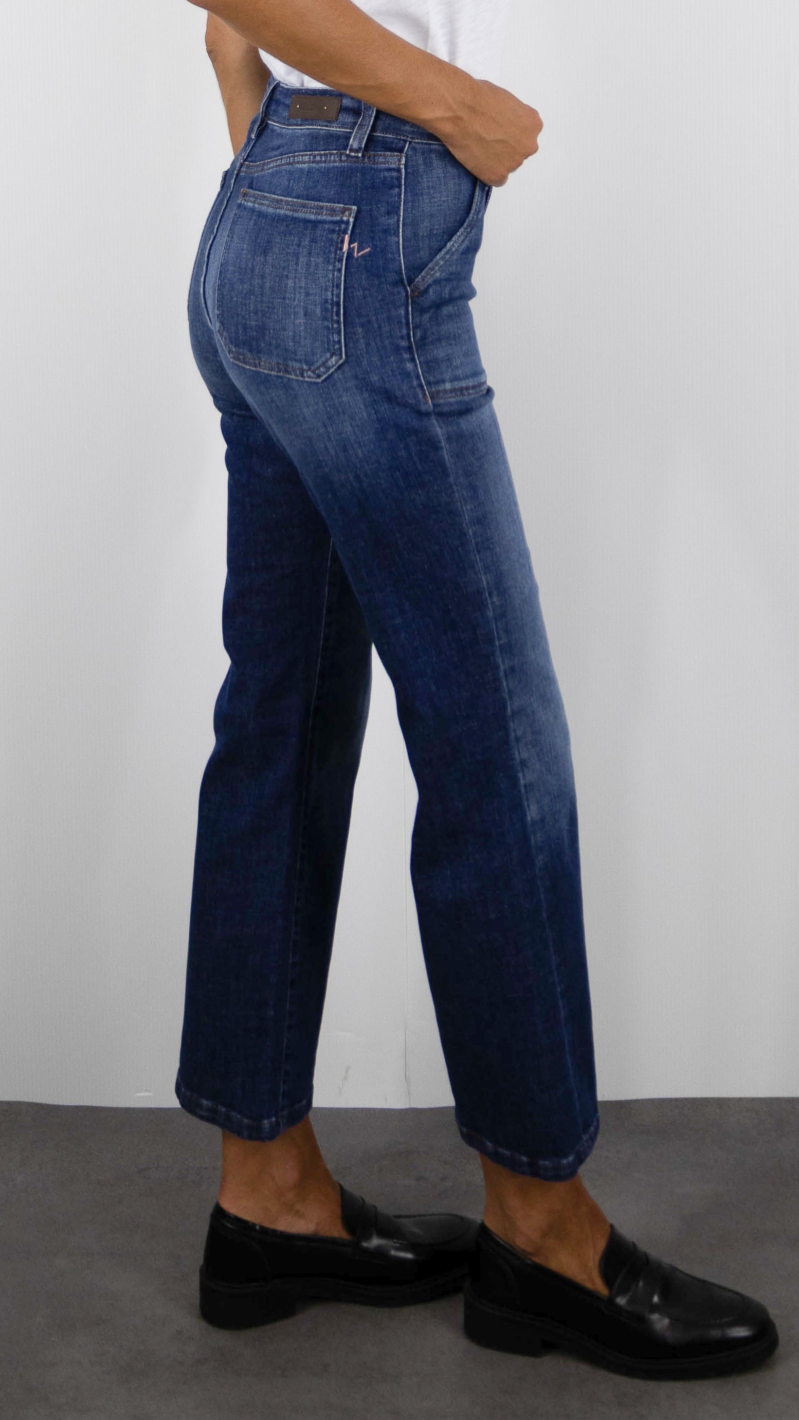 JEANS EVASE 7/8 POUR FEMME VINTAGE WASH ISLOW LEHA RECYCLED BLUE