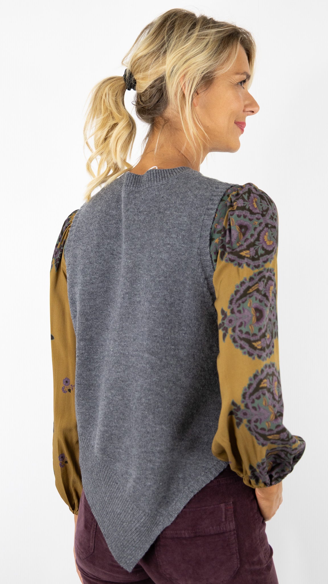 PULL SANS MANCHES DESTRUCTURE EN CACHEMIRE FEMME NOT SHY LEIRE#COLOR_GRIS CHINE FONCE