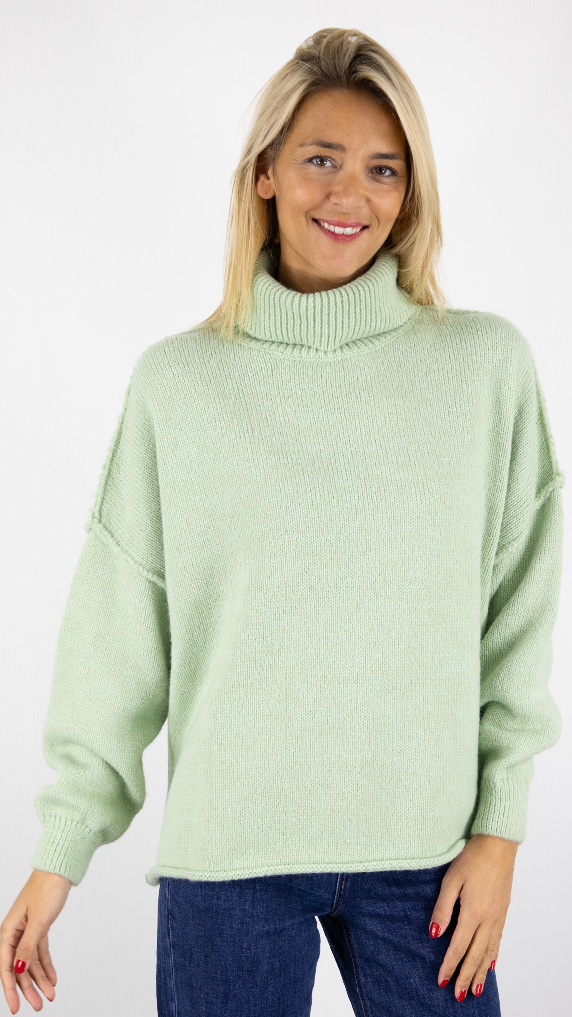 PULL AMPLE COL ROULE AN'GE LEJOKARIM#COLOR_AMANDE