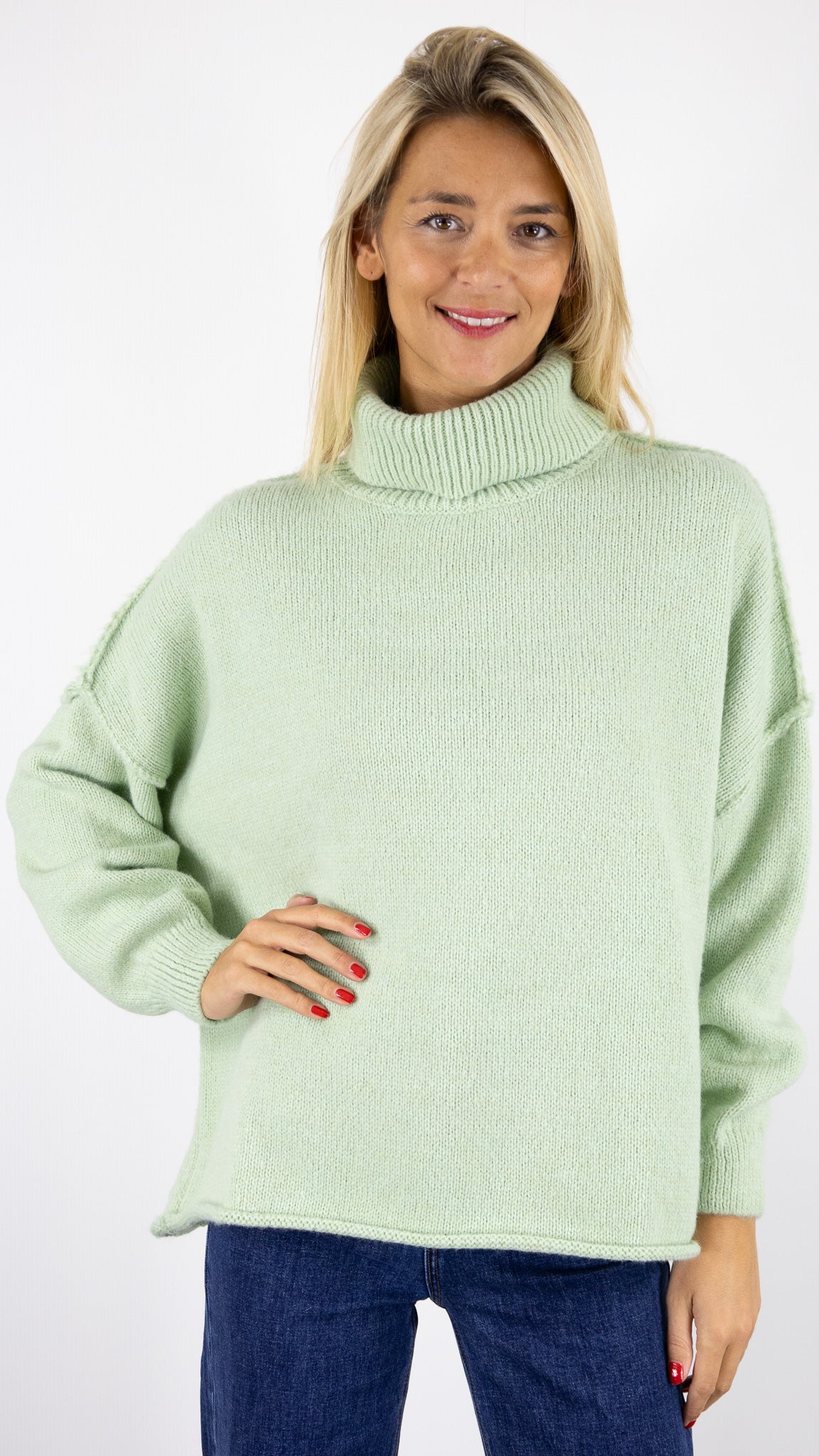 PULL AMPLE COL ROULE AN'GE LEJOKARIM#COLOR_AMANDE