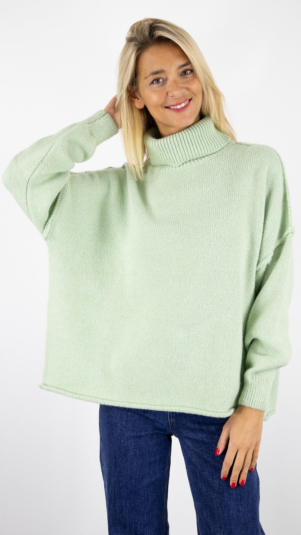 PULL AMPLE COL ROULE AN'GE LEJOKARIM#COLOR_AMANDE