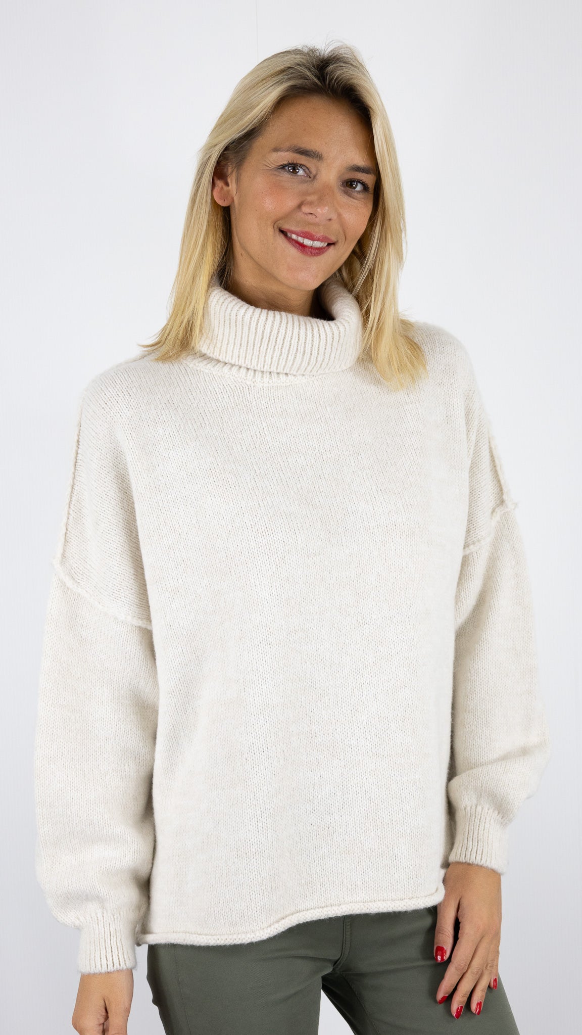 PULL AMPLE COL ROULE AN'GE LEJOKARIM#COLOR_ECRU